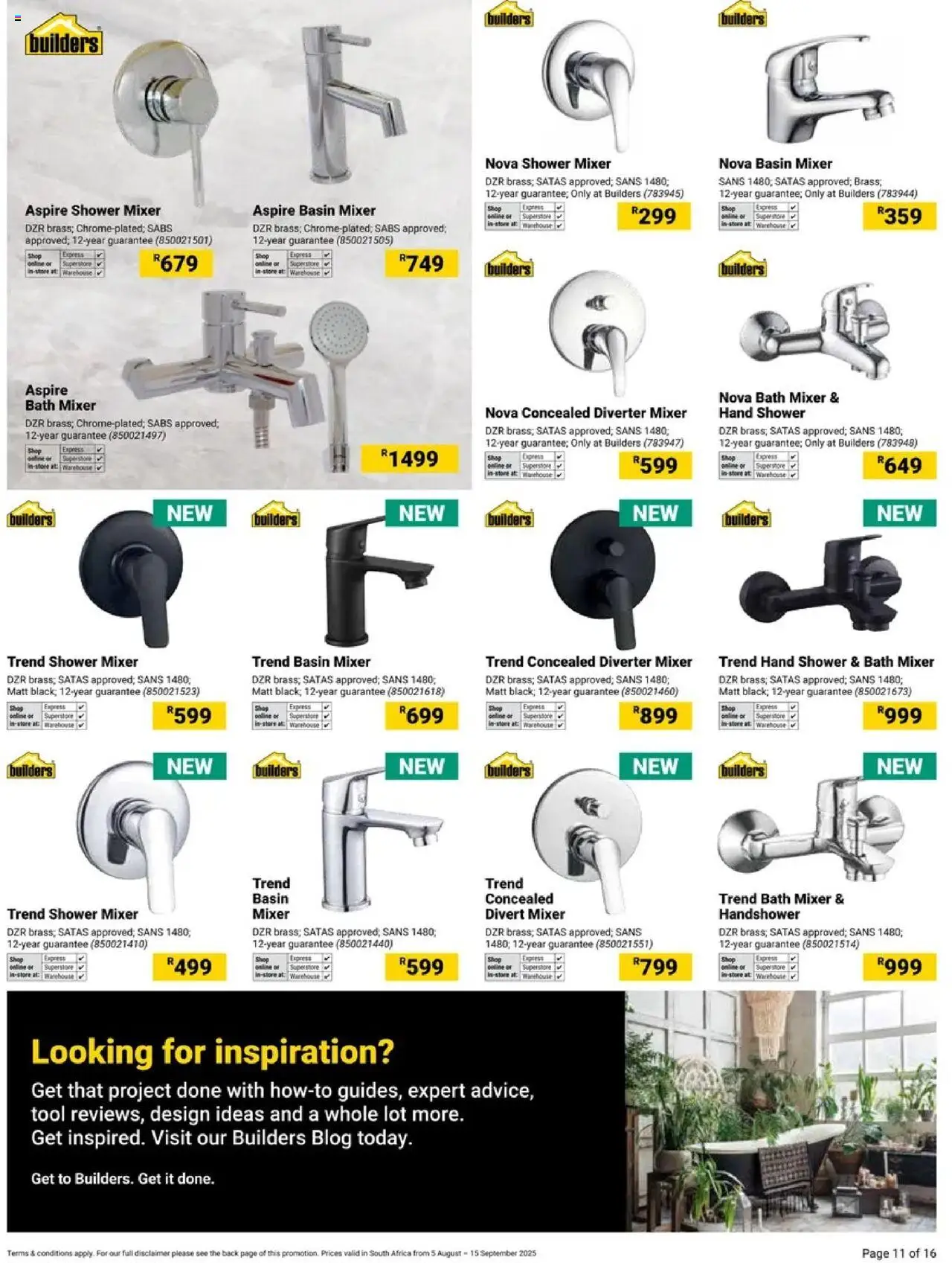 Builders - Your Bathroom Reimagined │ valid from 05.08.2025 | Page: 11 | Products: Mixer, Bath, Shower, Basin
