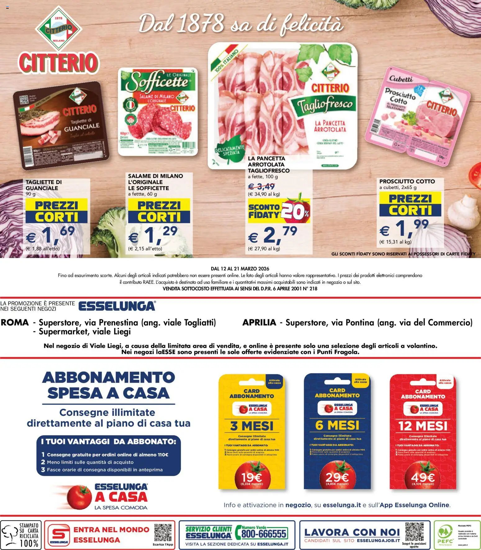 Volantino Esselunga S del 12.03.2026 | Pagina: 26 | Prodotti: Salame, Pancetta, Prosciutto, Guanciale