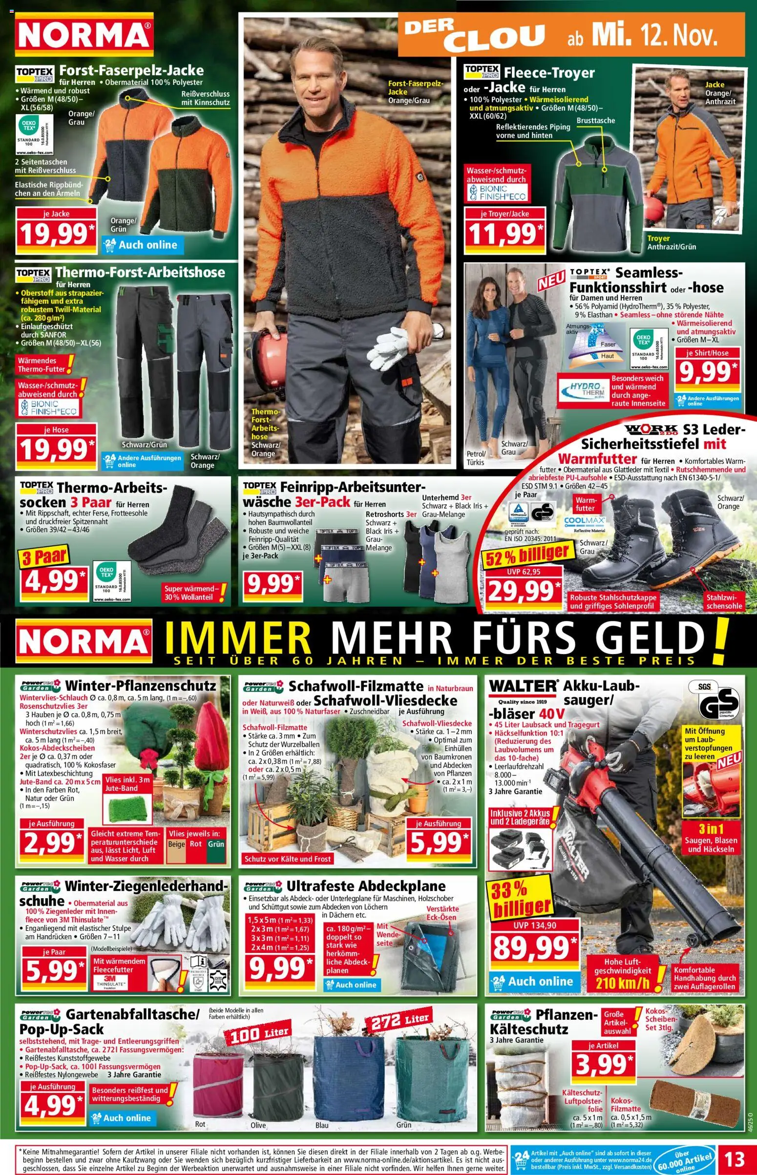 Norma Prospekt 	 – gültig ab 10.11.2025 | Seite: 13 | Produkte: Unterhemd, Wasser, Jacke, Socken