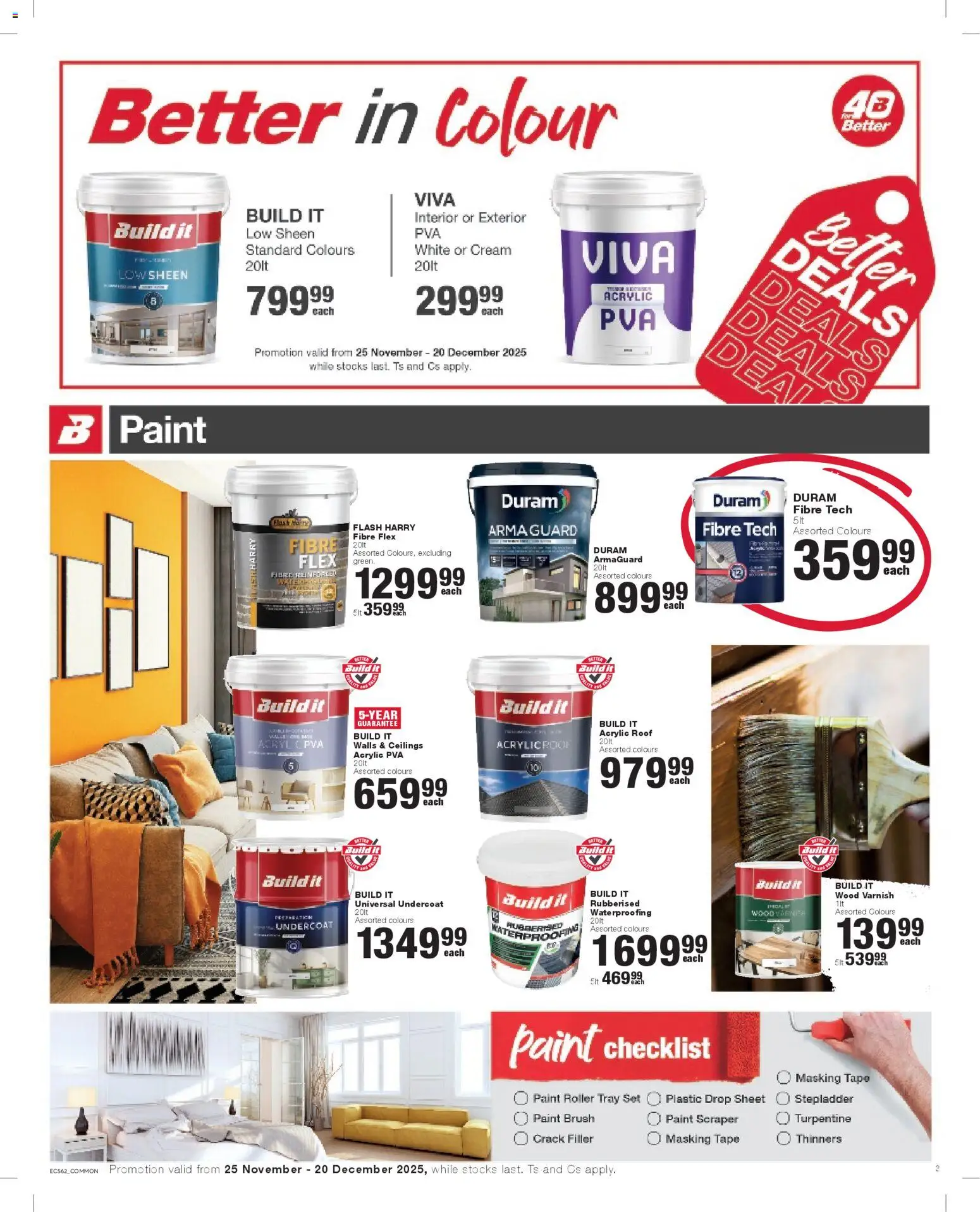 New Build It catalogue – valid from 25.11.2025 | Page: 3 | Products: Flask, Brush, Wood varnish, Tape