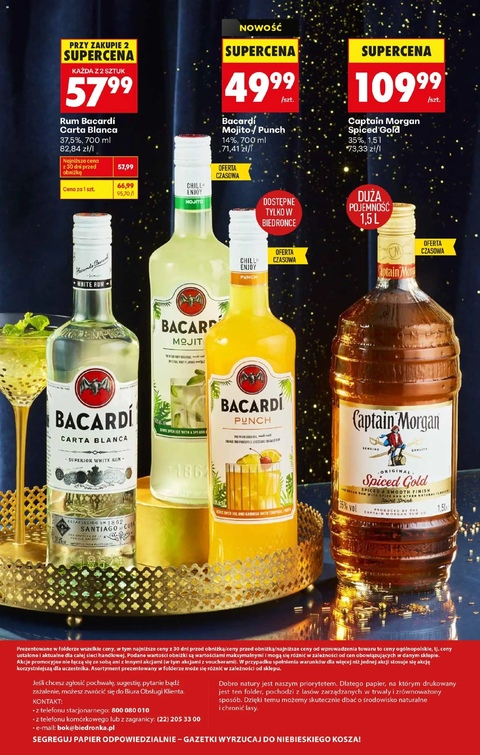 Biedronka gazetka - Czas na toast od 27.12.2025 | Strona: 49 | Produkty: Rum Bacardi, Captain Morgan, Rum, Finish