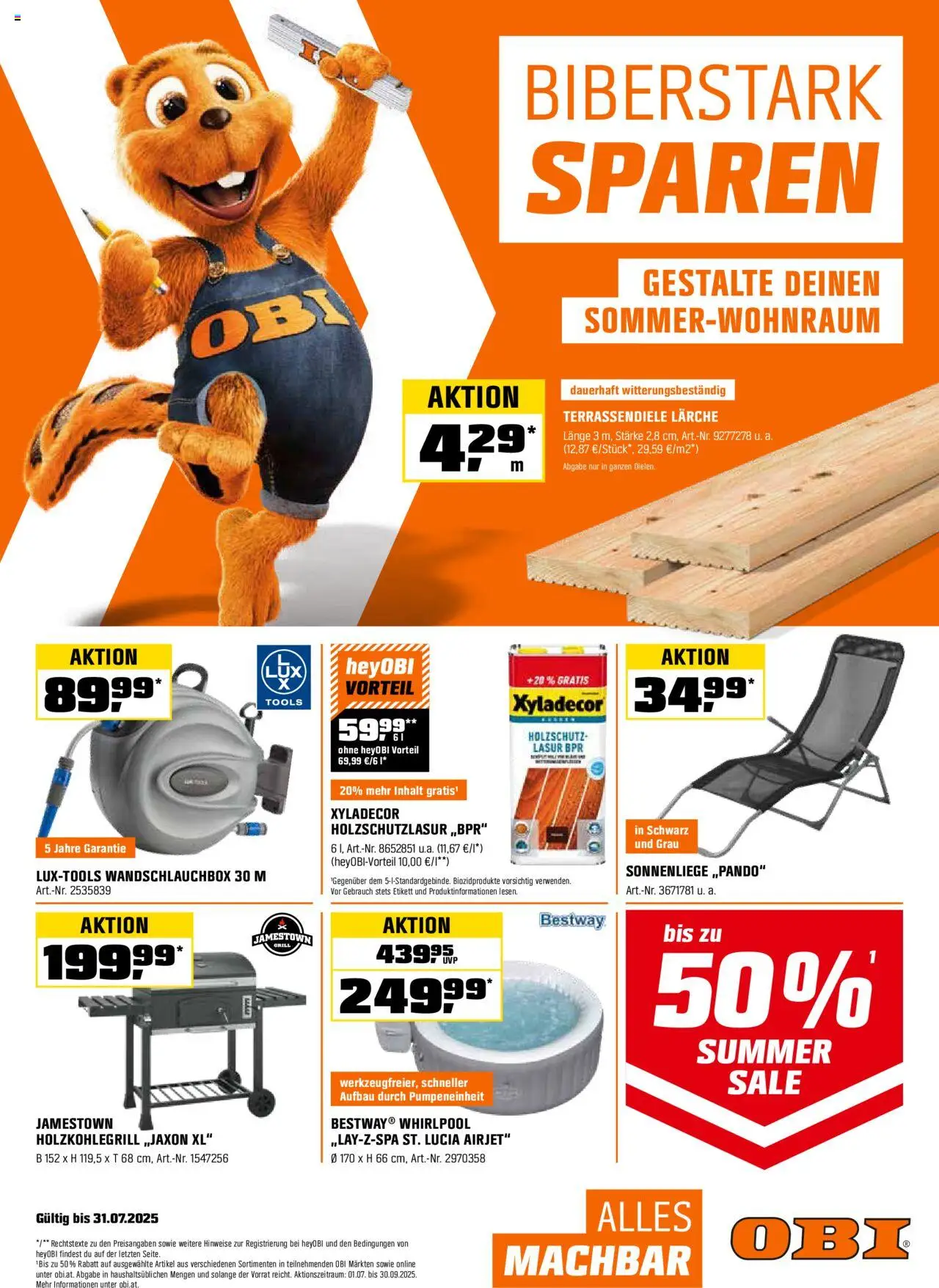 OBI Biberstarke Angebote gültig ab 15.07.2025 | Seite: 1 | Produkte: Grill