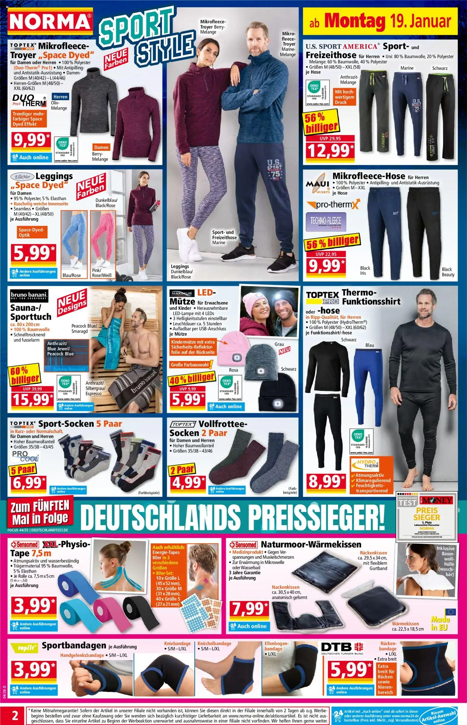 Norma Prospekt 	 – gültig ab 19.01.2026 | Seite: 2 | Produkte: Mikrowelle, Hose, Socken, Leggings