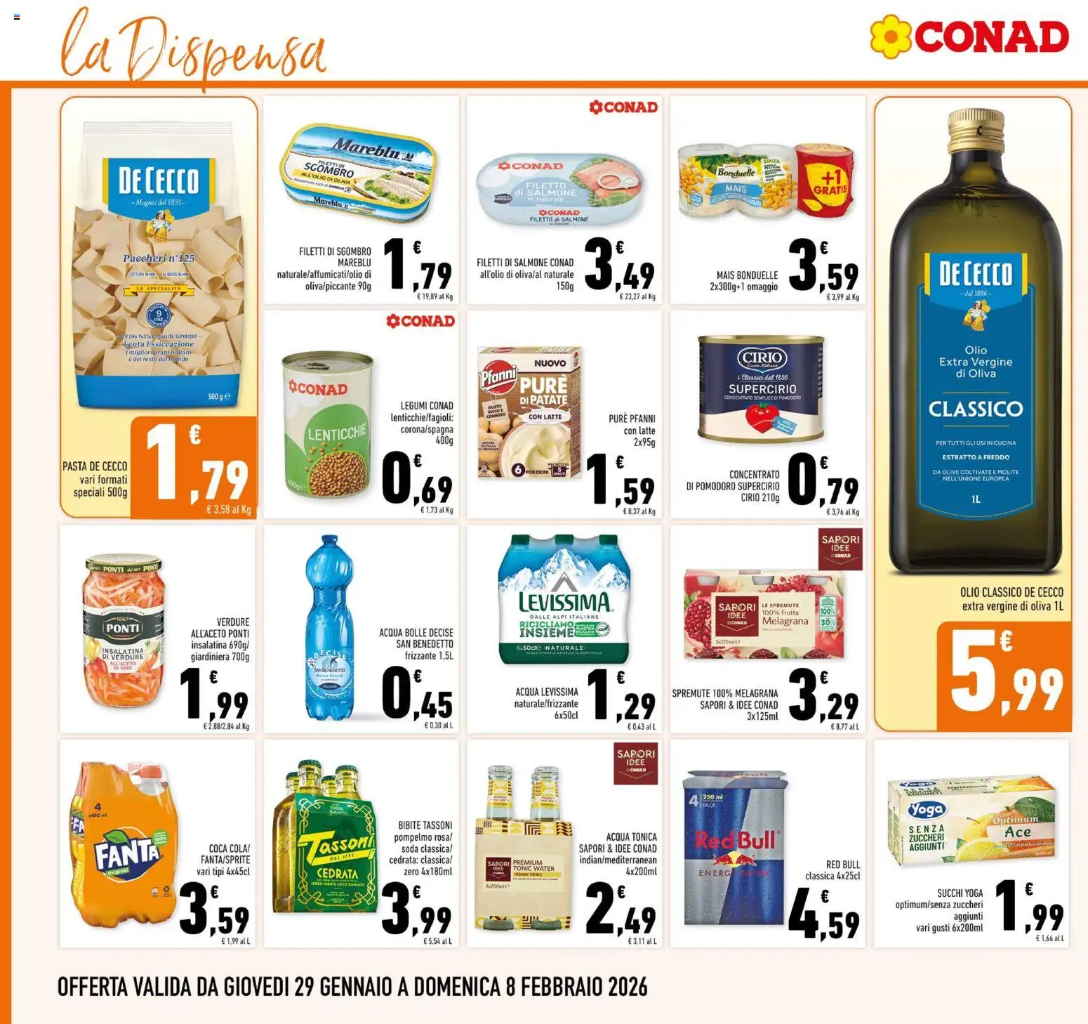 Volantino Conad del 29.01.2026 | Pagina: 18 | Prodotti: Salmone, Pompelmo, Olive, Bibite