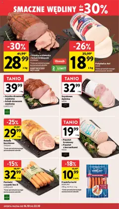 Pogląd oferty "Intermarche Gazetka" - ważna od 16.10.2025 | Strona: 16 | Produkty: Schab, Rolada, Szynka, Wędliny