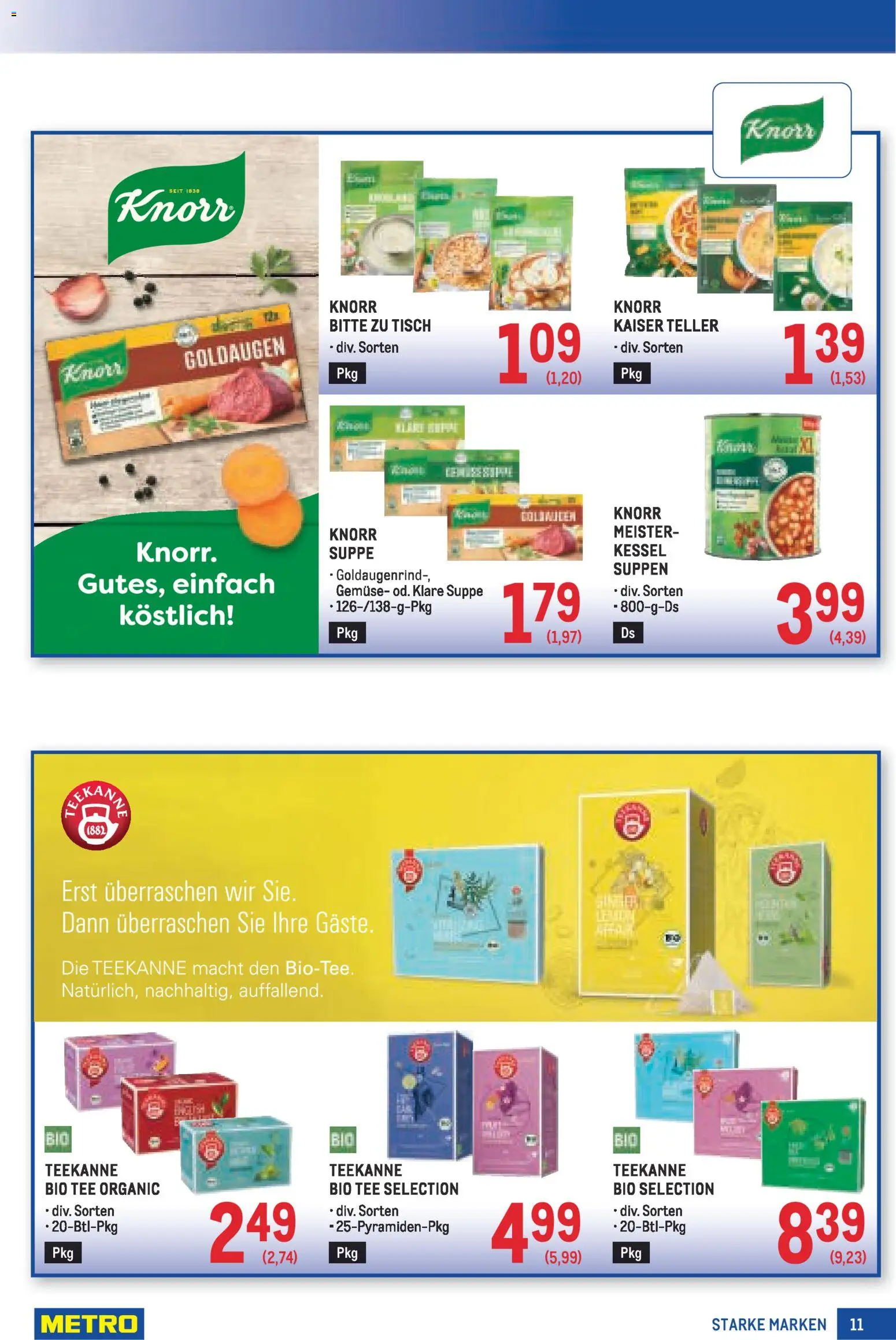 Metro Starke Marken gültig ab 08.01.2025 | Seite: 11 | Produkte: Gemüse, Tisch, Tee