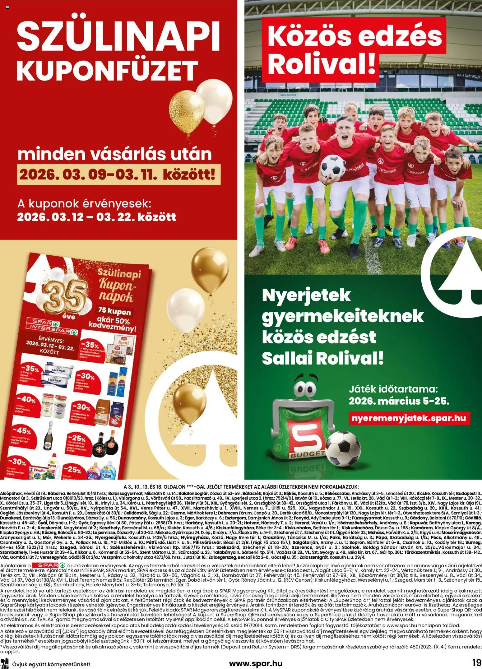 Spar akciós ujság - amely érvényes a következő dátumtól: 05.03.2026 | Oldal: 19 | Termékek: Szőlő, Persil, Játék, Kapu
