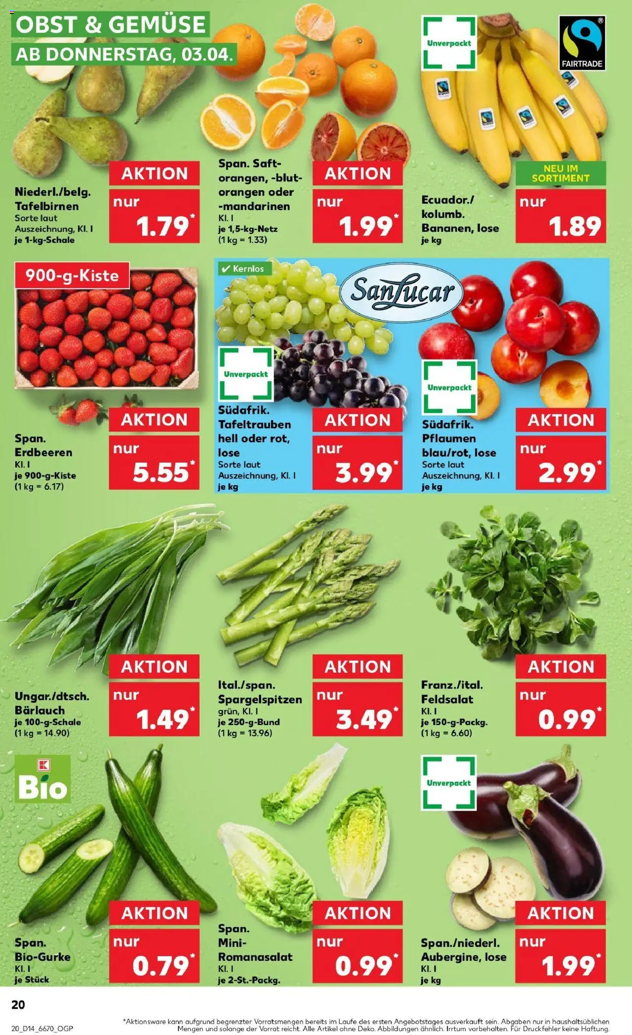 Kaufland - Moers-Hochstraß, Römerstraße 570 - gültig ab dem 03.04.2025 | Seite: 20 | Produkte: Pflaumen, Mandarinen, Orangen, Erdbeeren