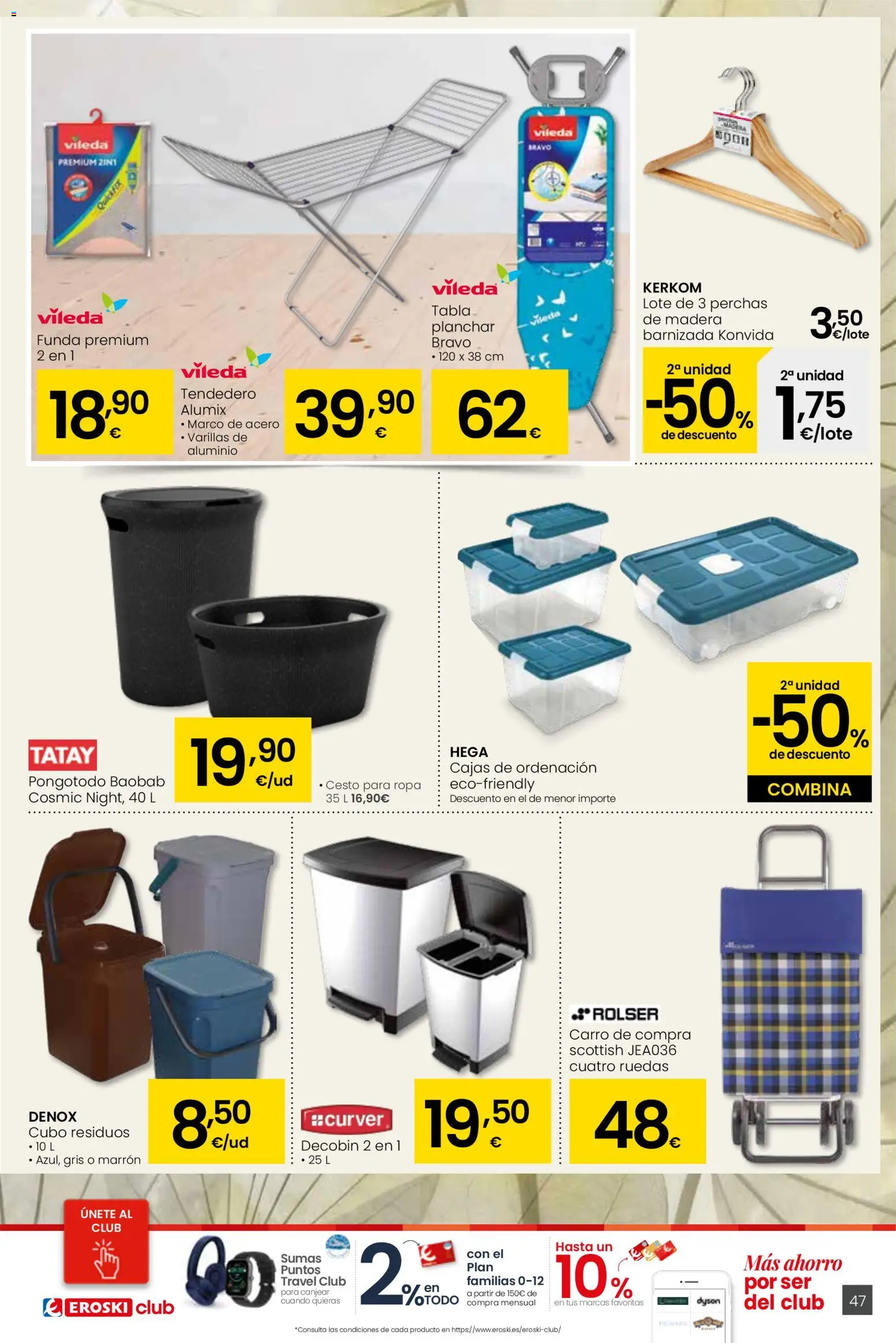 Eroski - Siempre a buen precio │ válido desde el 29.01.2026 | Página: 47 | Productos: Ropa, Tendedero, Funda, Marco
