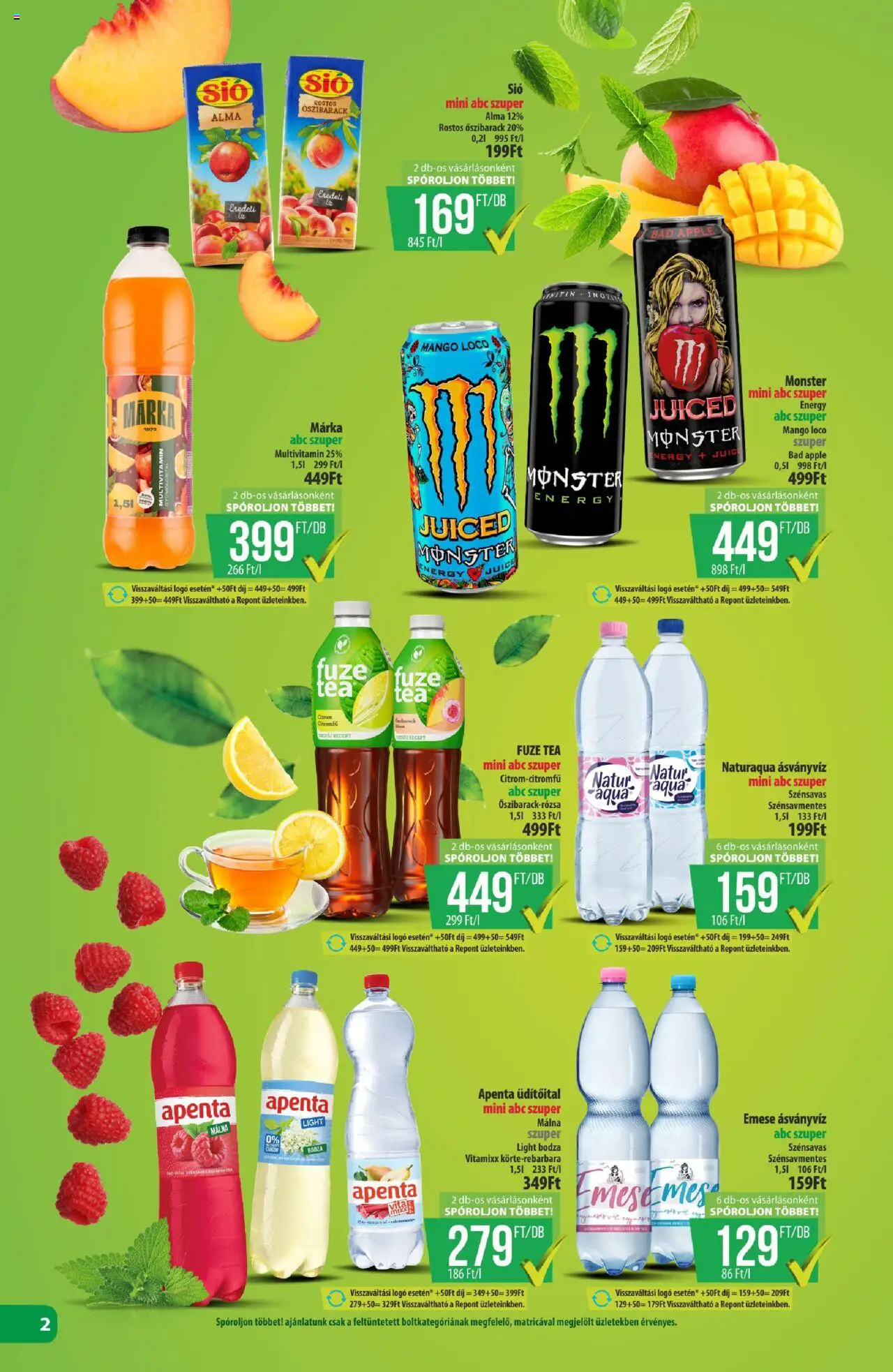 COOP akciós ujság - amely érvényes a következő dátumtól: 28.08.2025 | Oldal: 2 | Termékek: Málna, Ásványvíz, Tea, Mangó