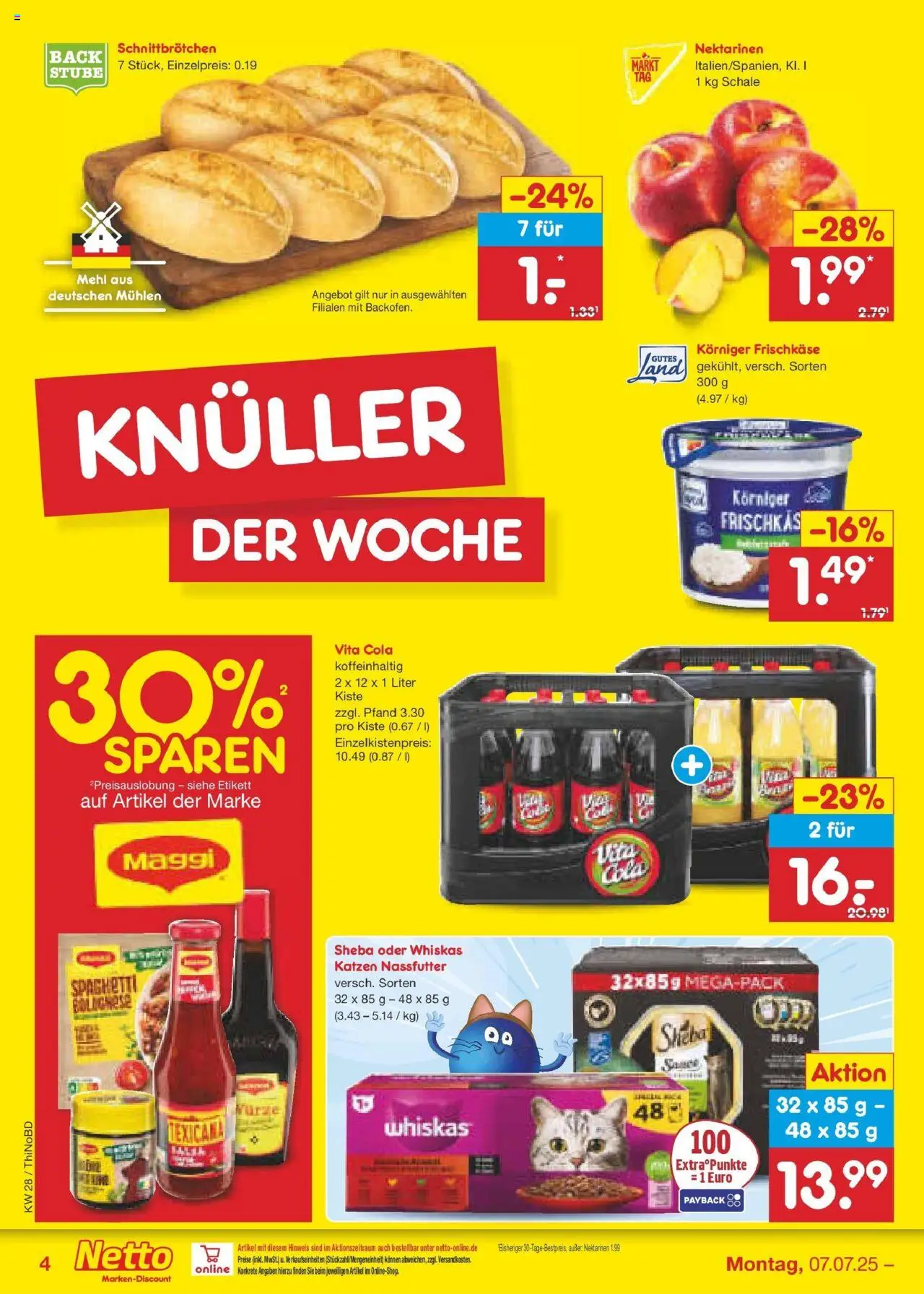 Netto Marken-Discount prospekt Herzberg	 - gültig ab dem 07.07.2025 | Seite: 4 | Produkte: Maggi, Cola, Frischkase, Whiskas