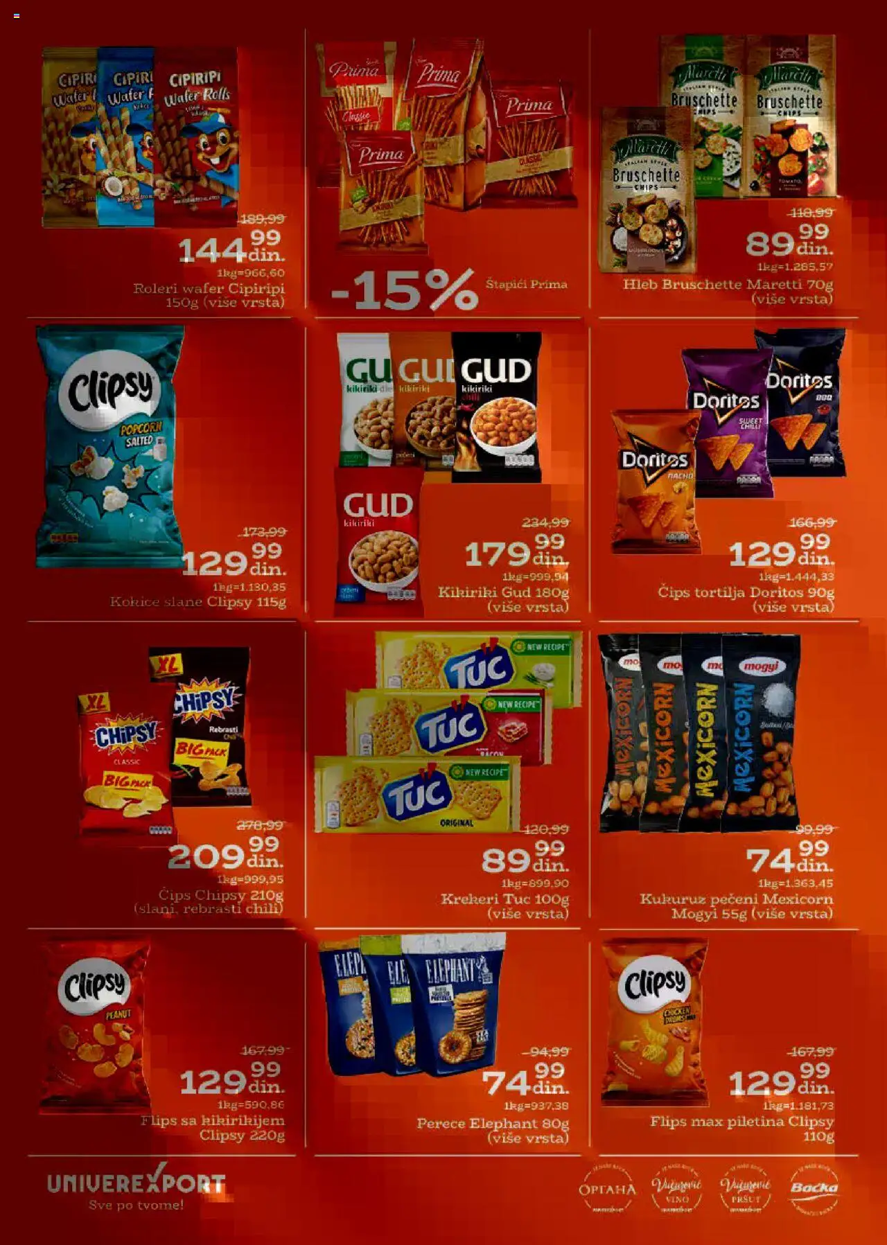 Univerexport katalog - važi od 18.08.2025 | Strana: 20 | Proizvode: Roleri, Kukuruz, Doritos, Hleb