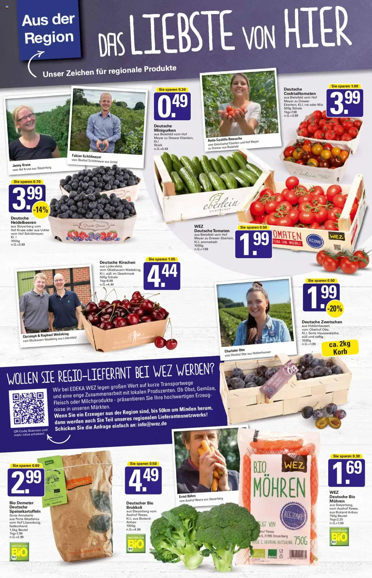 WEZ Prospekt - gültig ab dem 28.07.2025 | Seite: 3 | Produkte: Korb, Heidelbeeren, Brokkoli, Fleisch
