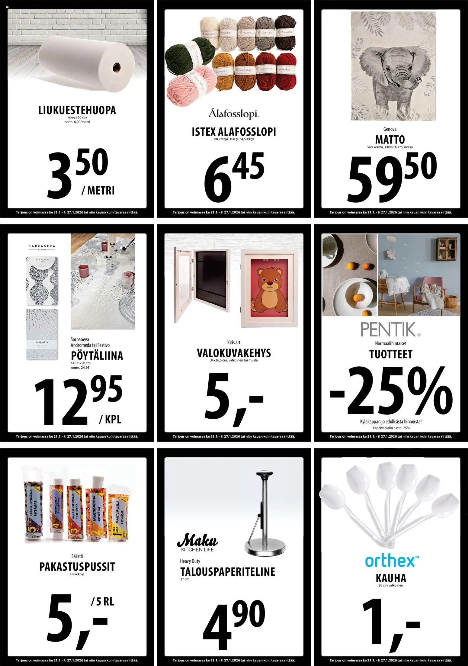 Tuuri tarjoukset – voimassa 21.01.2026 alkaen | Sivu: 9 | Tuotteet: Valokuvakehys, Matto