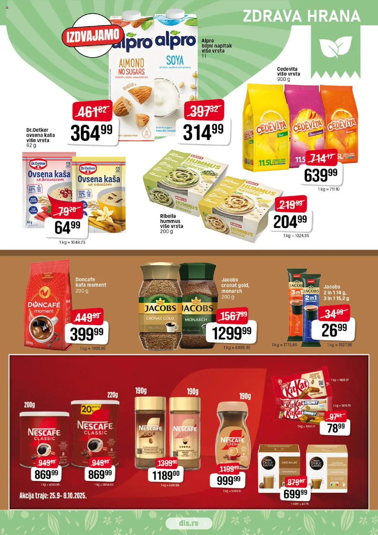 Super DIS katalog - važi od 25.09.2025 | Strana: 7 | Proizvode: Protein, Ovsena kaša, Hummus, Nescafé