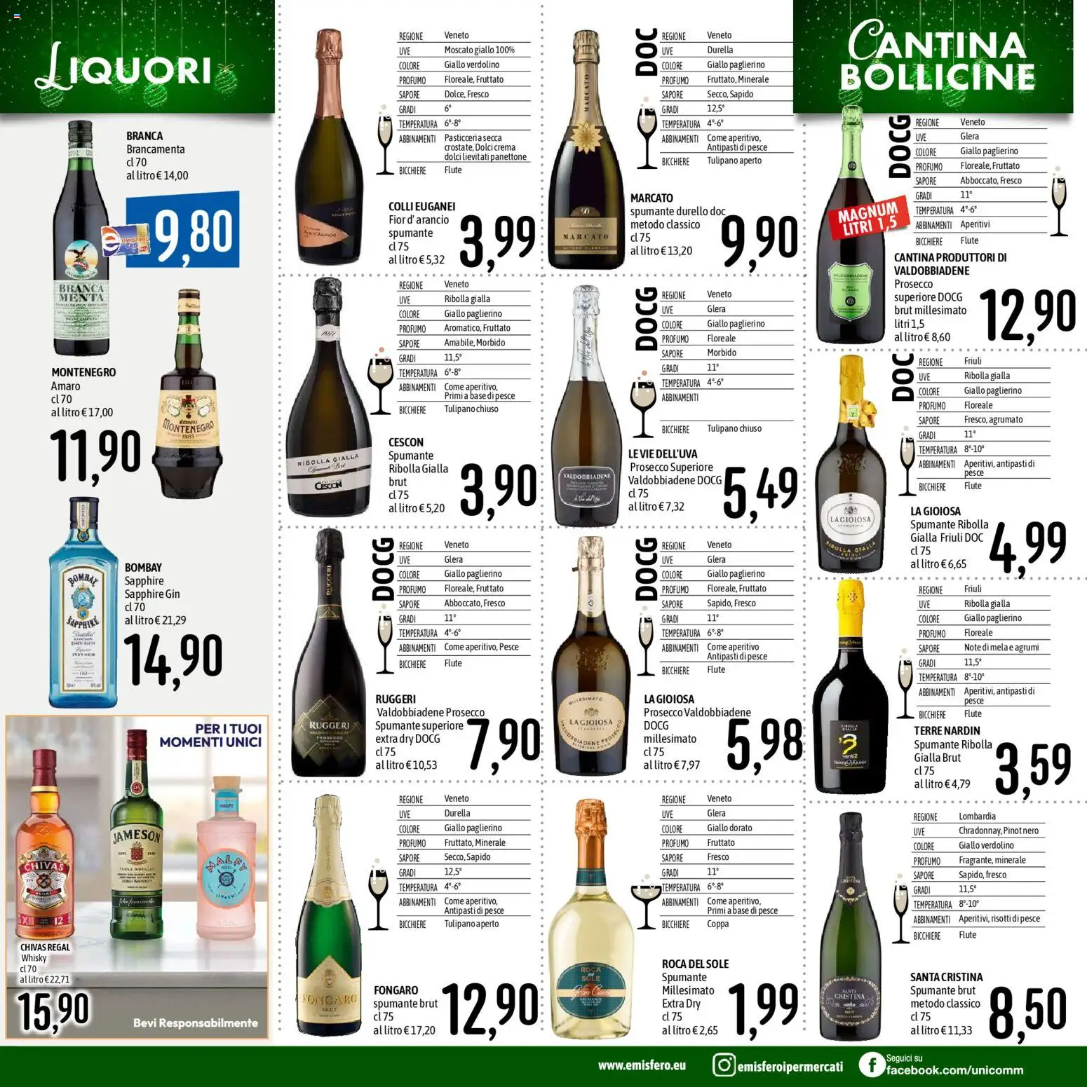 Volantino Emisfero del 11.12.2025 | Pagina: 21 | Prodotti: Prosecco, Whisky, Panettone, Aperitivo