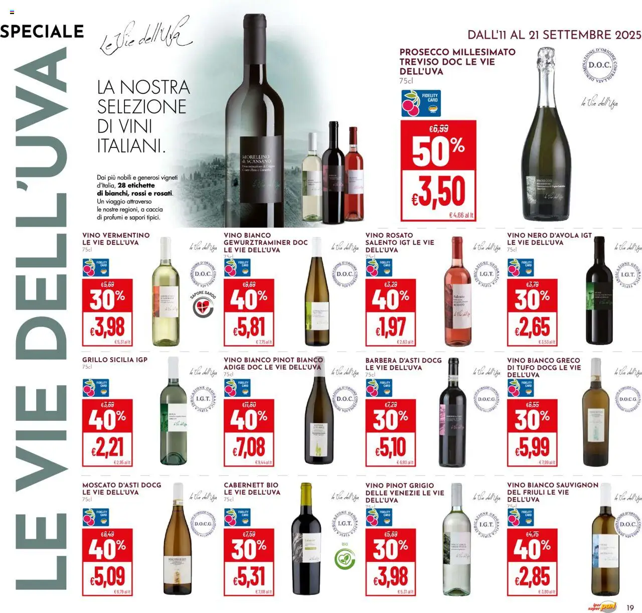 Volantino Pan del 11.09.2025 | Pagina: 19 | Prodotti: Prosecco, Vino, The, Vino bianco