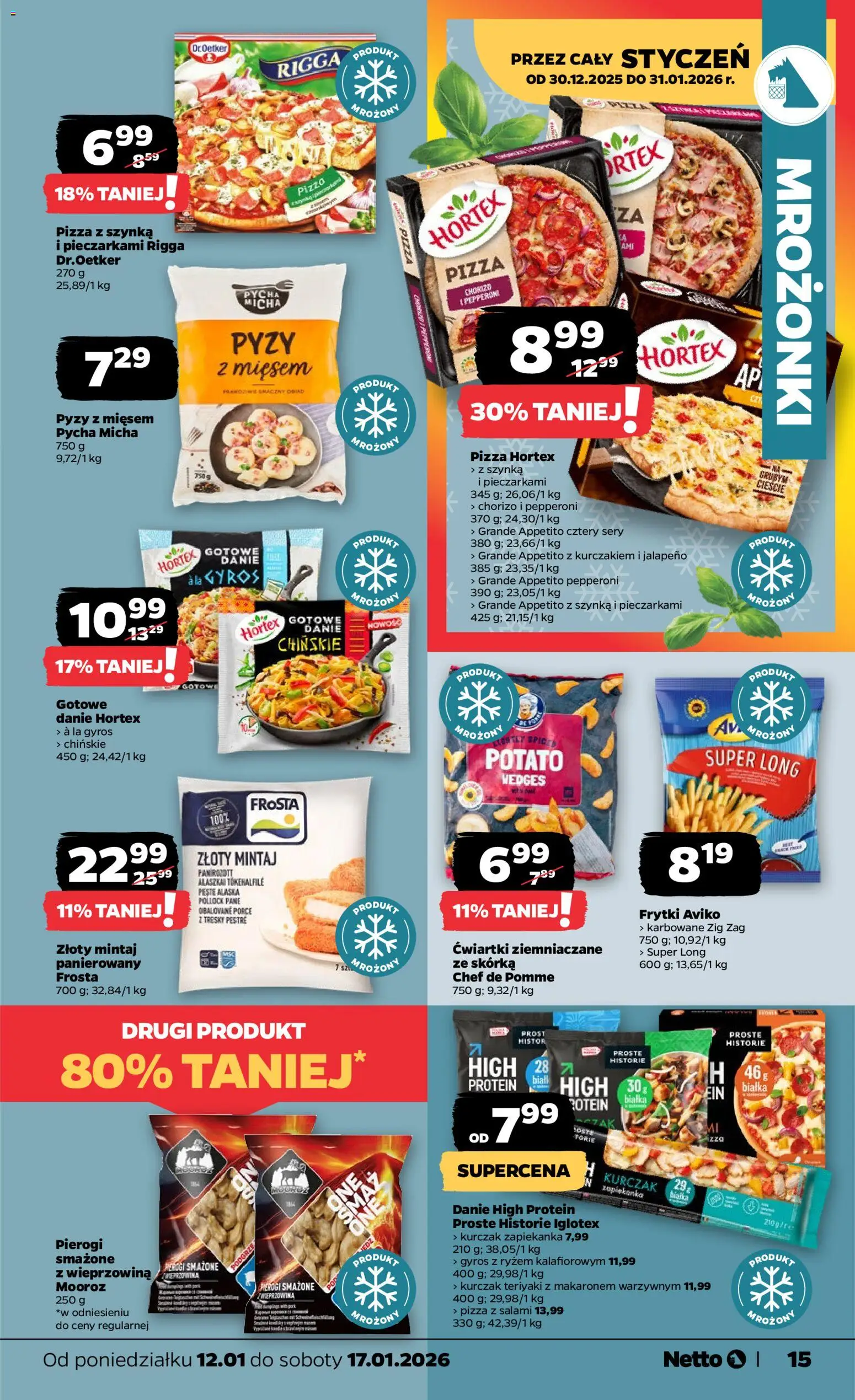 Netto gazetka - Spożywcza od 12.01.2026 | Strona: 15 | Produkty: Zapiekanka, Szynka, Salami, Frytki