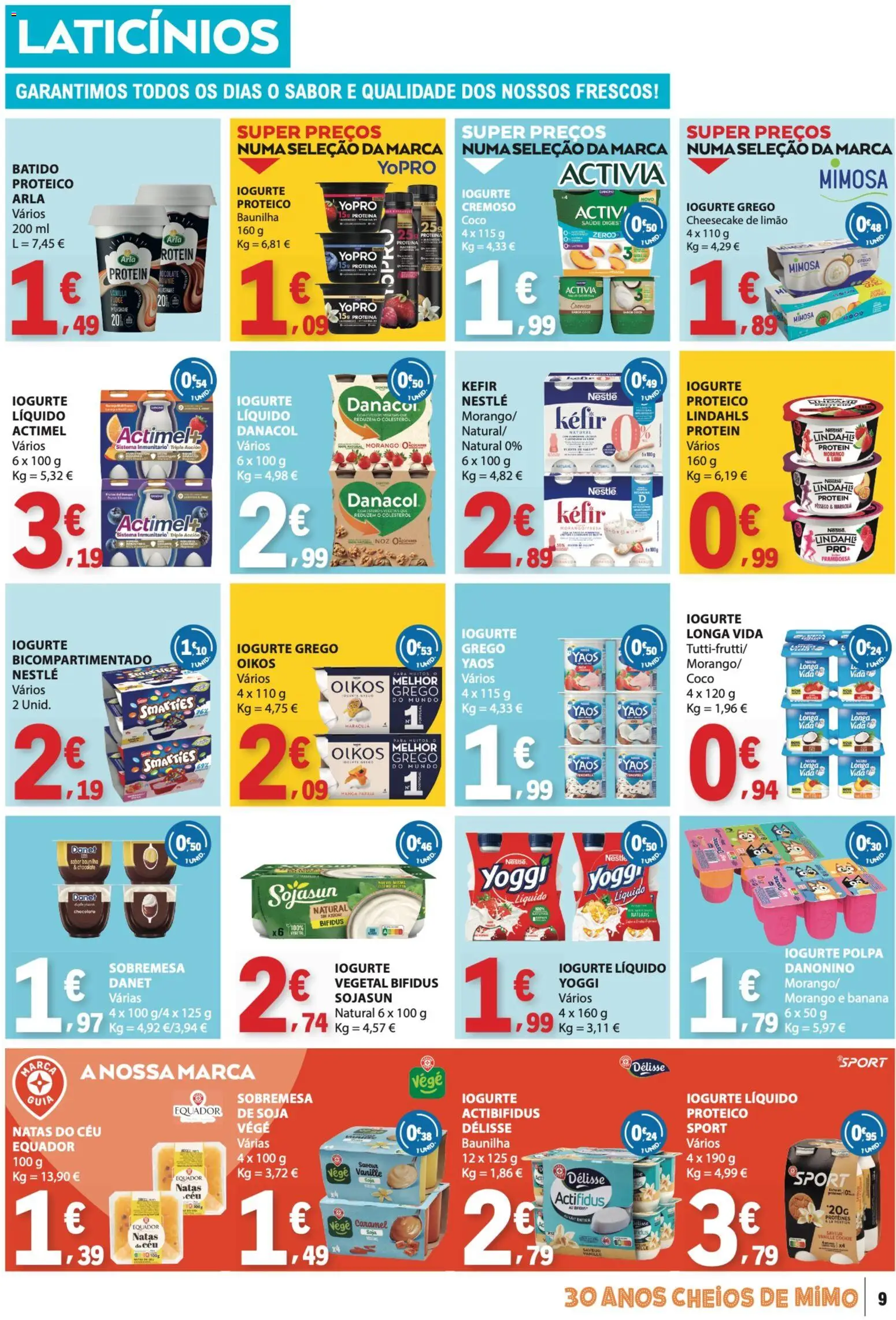 E.Leclerc folheto │ válido de 23.04.2026 | Página: 9 | Produtos: Banana, Natas, Iogurte liquido, Proteina