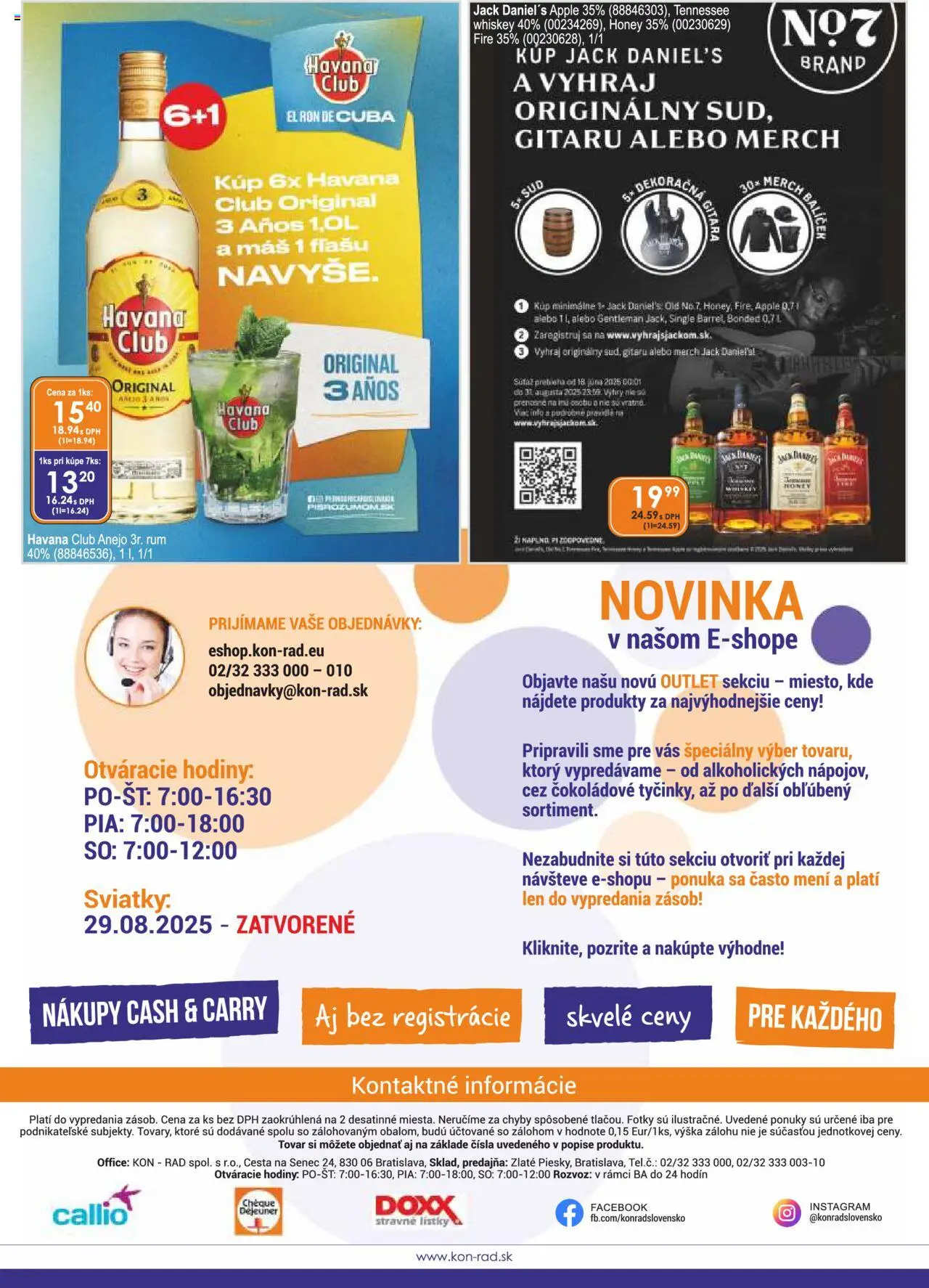 KON - RAD leták │ platný od 01.08.2025 | Strana: 44 | Produkty: Hodiny, Rum, Jack Daniel's