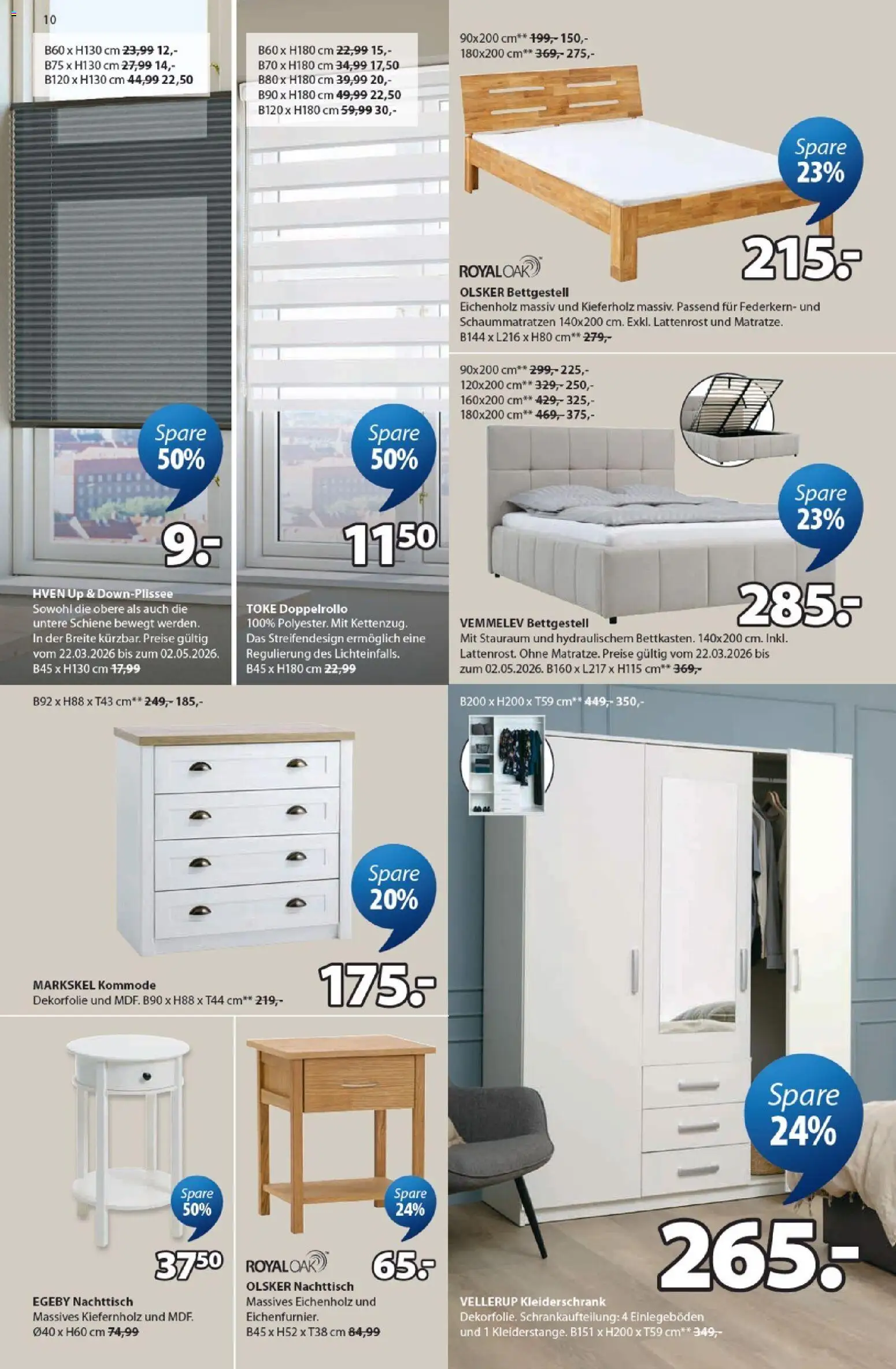Prospekt JYSK  – gültig ab 15.02.2026 | Seite: 10 | Produkte: Kleiderschrank, Kommode, Nachttisch, Lattenrost