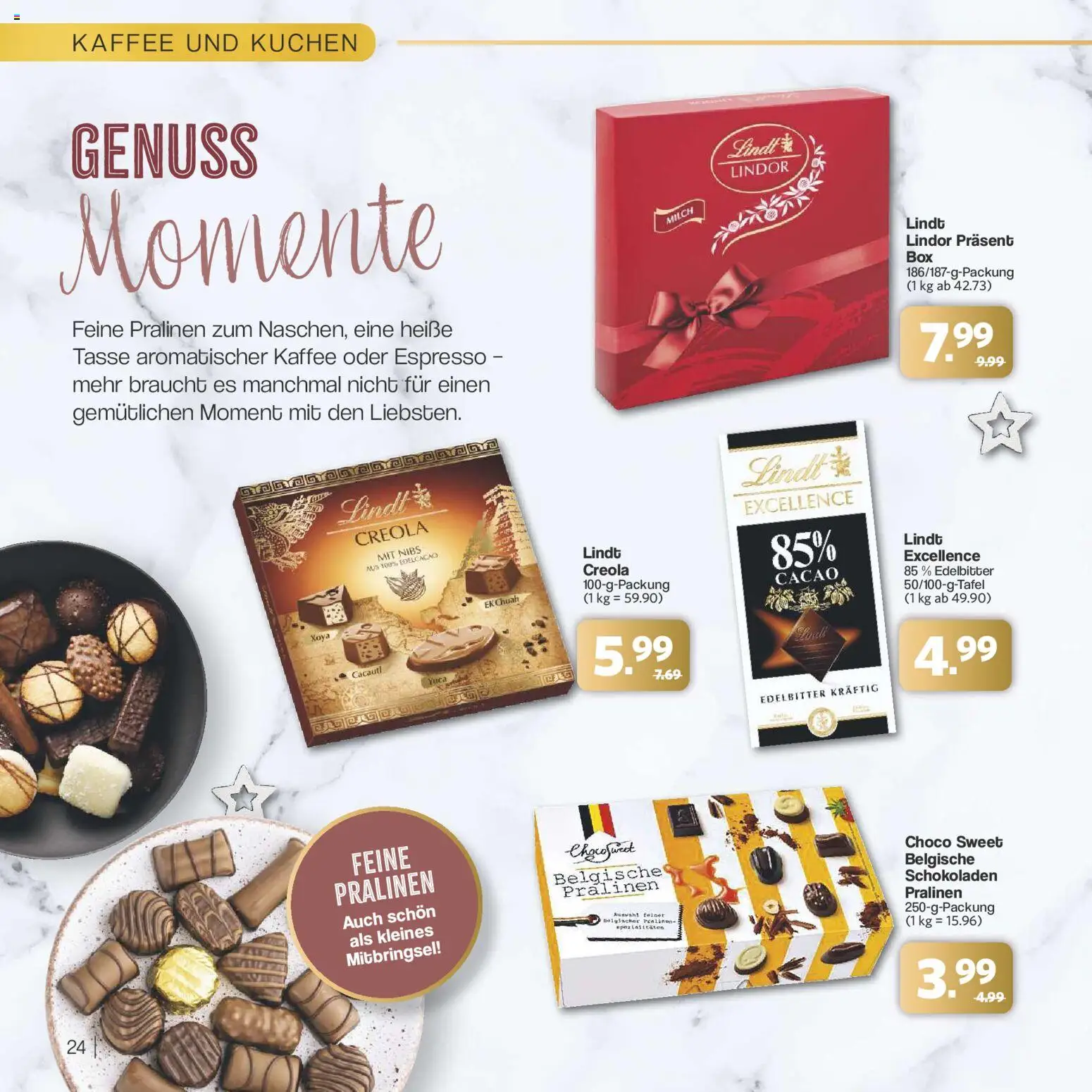 Famila Nordwest - Festliche Momente – gültig ab 24.11.2025 | Seite: 24 | Produkte: Milch, Kaffee, Lindt, Kuchen