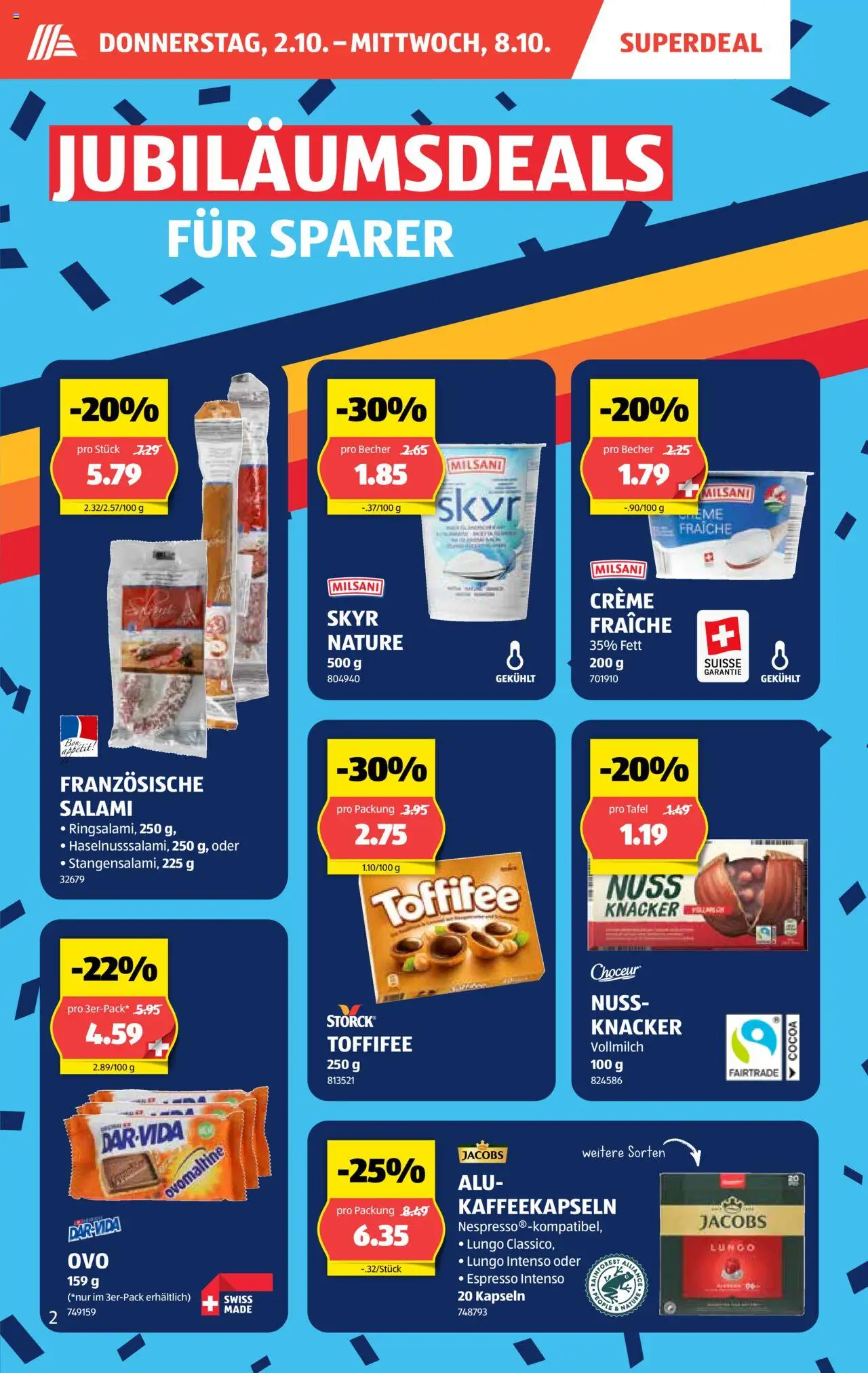 Aldi Aktionen – gültig ab 02.10.2025 | Seite: 3 | Produkte: Salami, Creme
