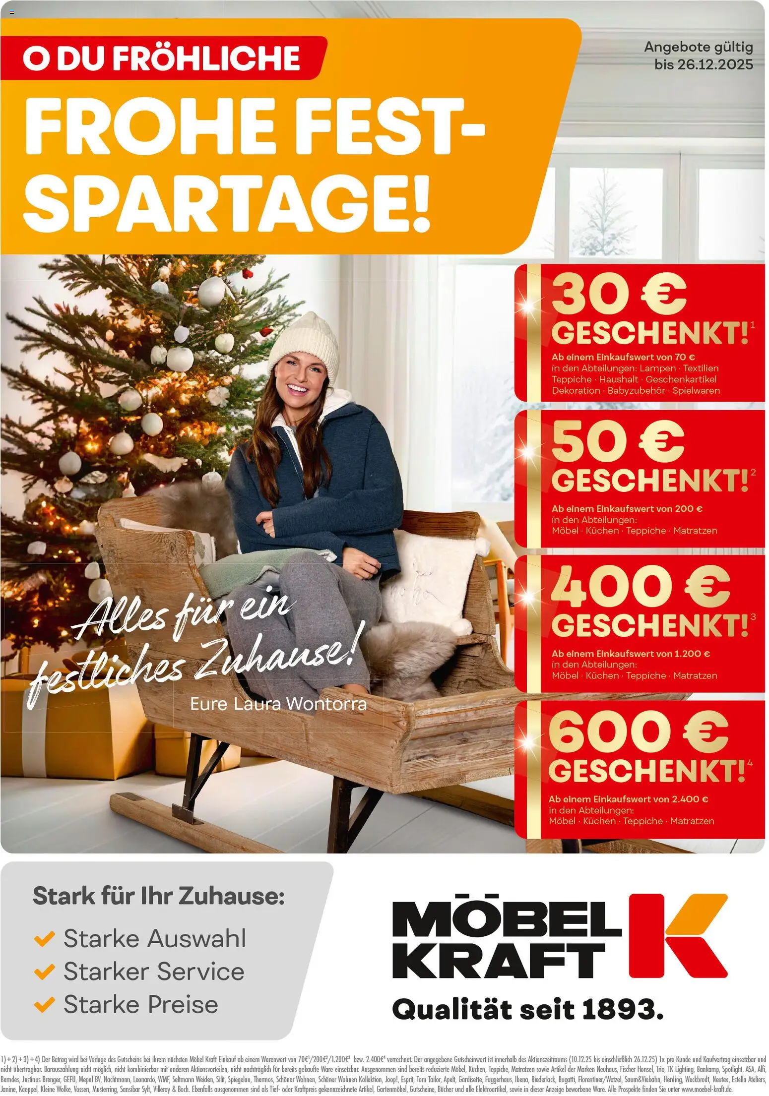 Möbel Kraft Frohe Fest-Spartage – gültig ab 12.12.2025 | Seite: 1 | Produkte: Kuchen