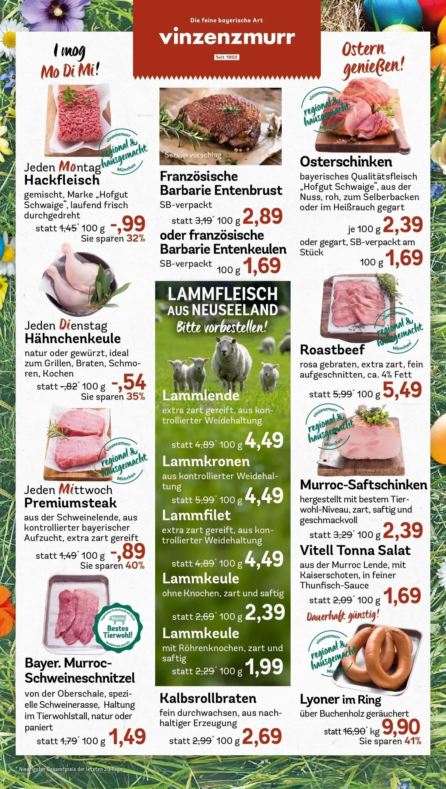 Rewe Prospekt München / Neuhausen-Nymphenburg	 – gültig ab 30.03.2026 | Seite: 12 | Produkte: Lammkeule, Roastbeef, Steak, Salat