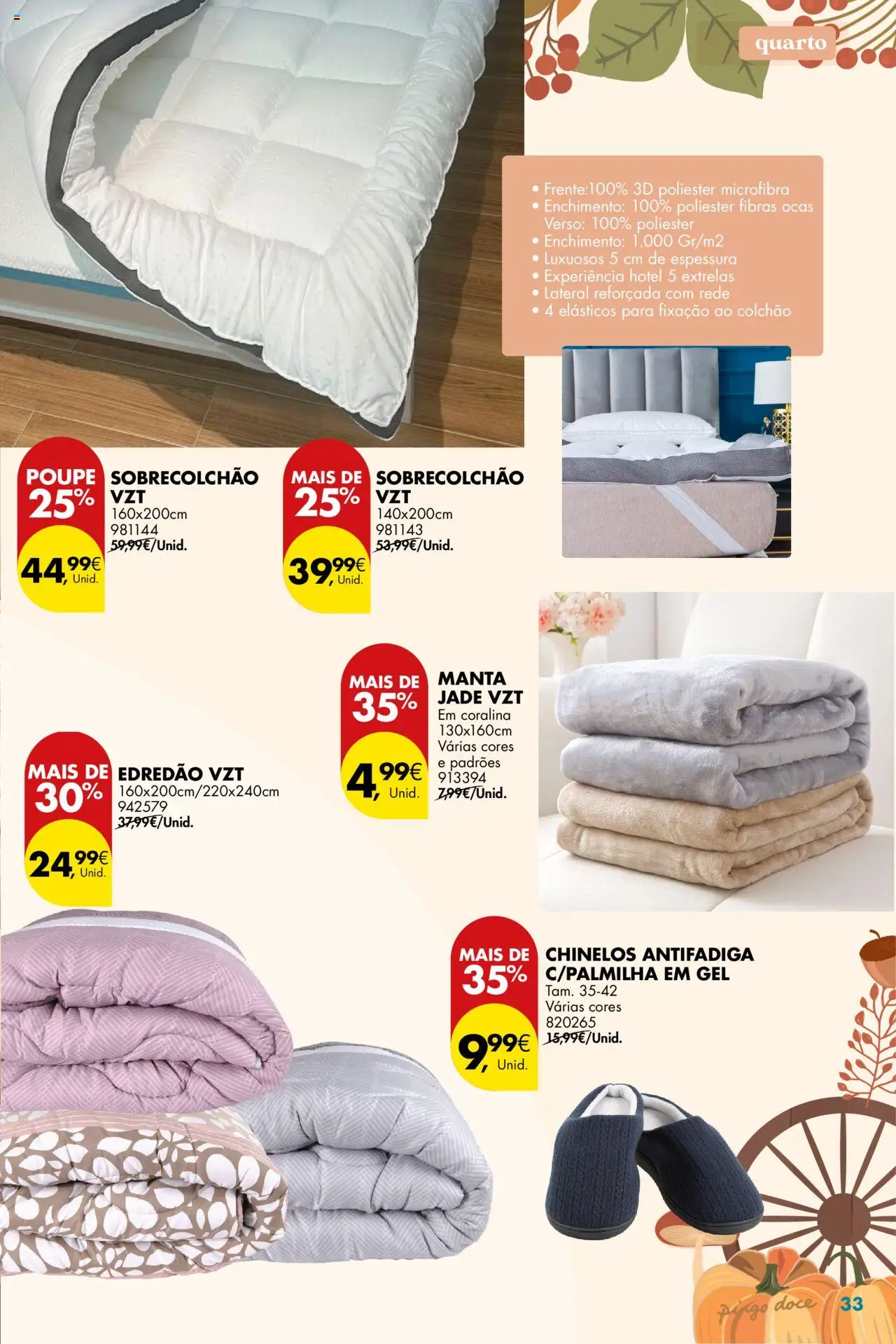 Pingo Doce - Bazar Outono │ válido de 23.09.2025 | Página: 33 | Produtos: Chinelos, Colchão