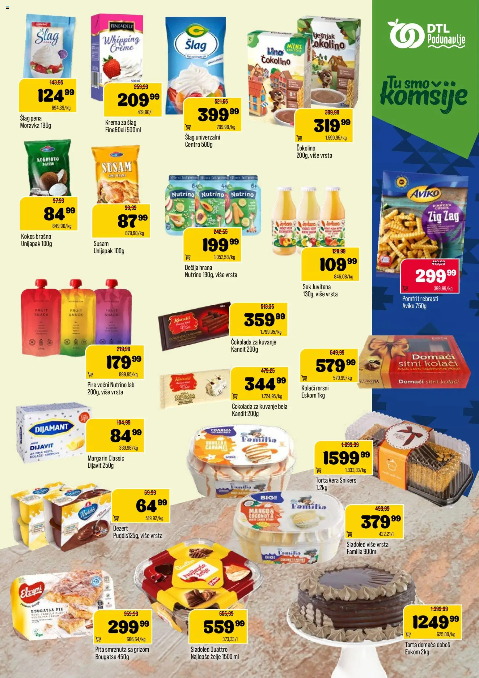 Podunavlje katalog - važi od 22.04.2026 | Strana: 7 | Proizvode: Čokolada za kuvanje, Brašno, Pomfrit, Krema