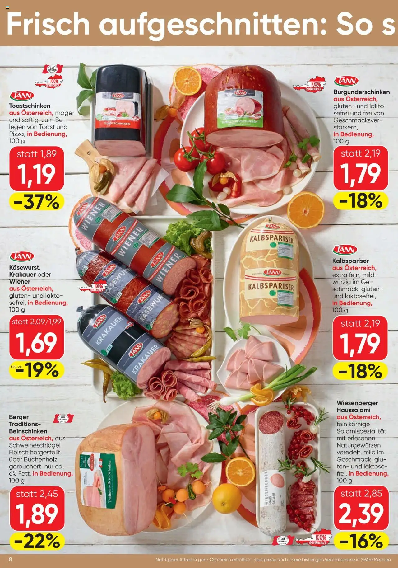 Spar Flugblatt gültig ab 31.07.2025 | Seite: 8 | Produkte: Salami