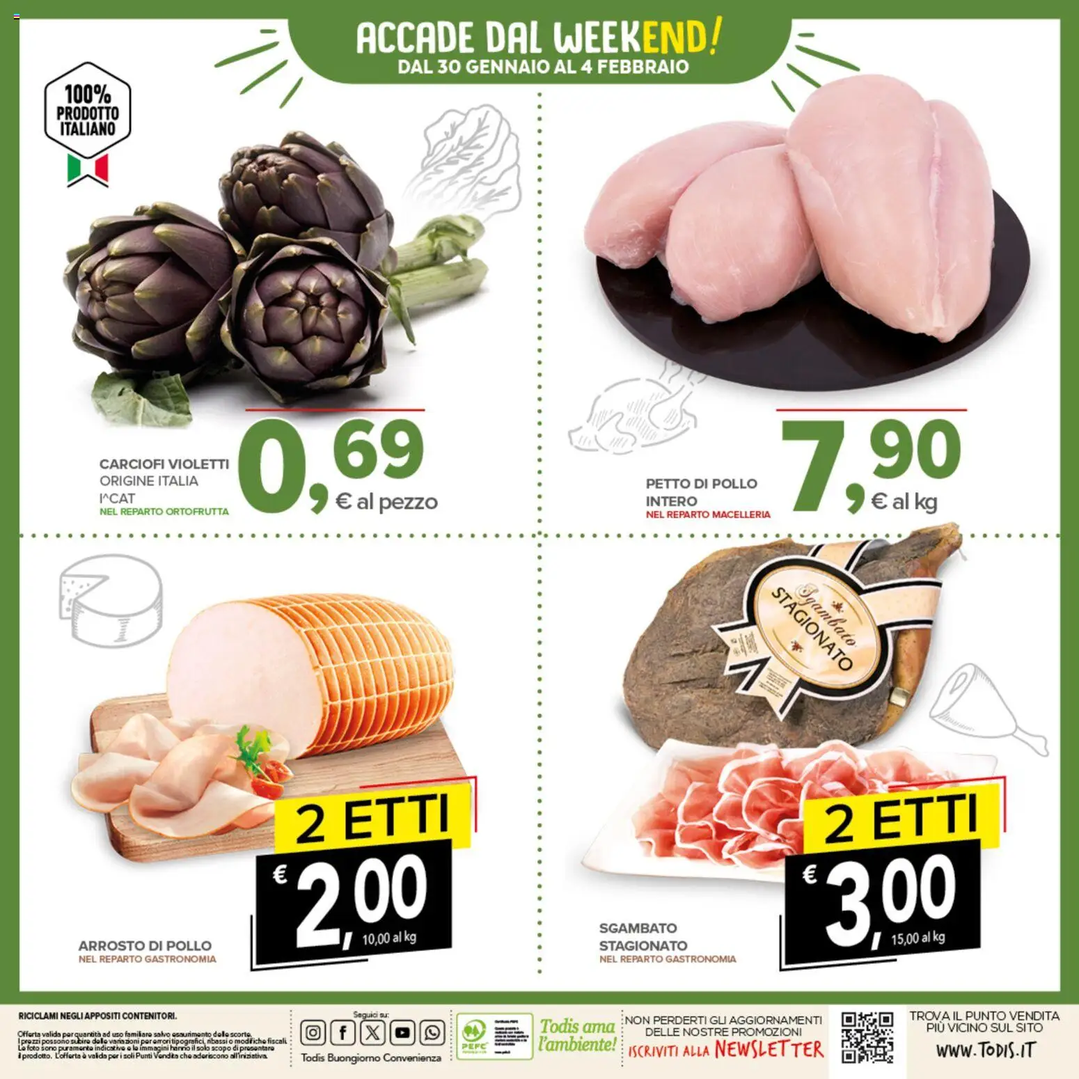Volantino Todis del 22.01.2026 | Pagina: 20 | Prodotti: Petto di Pollo, Arrosto, Pollo, Carciofi