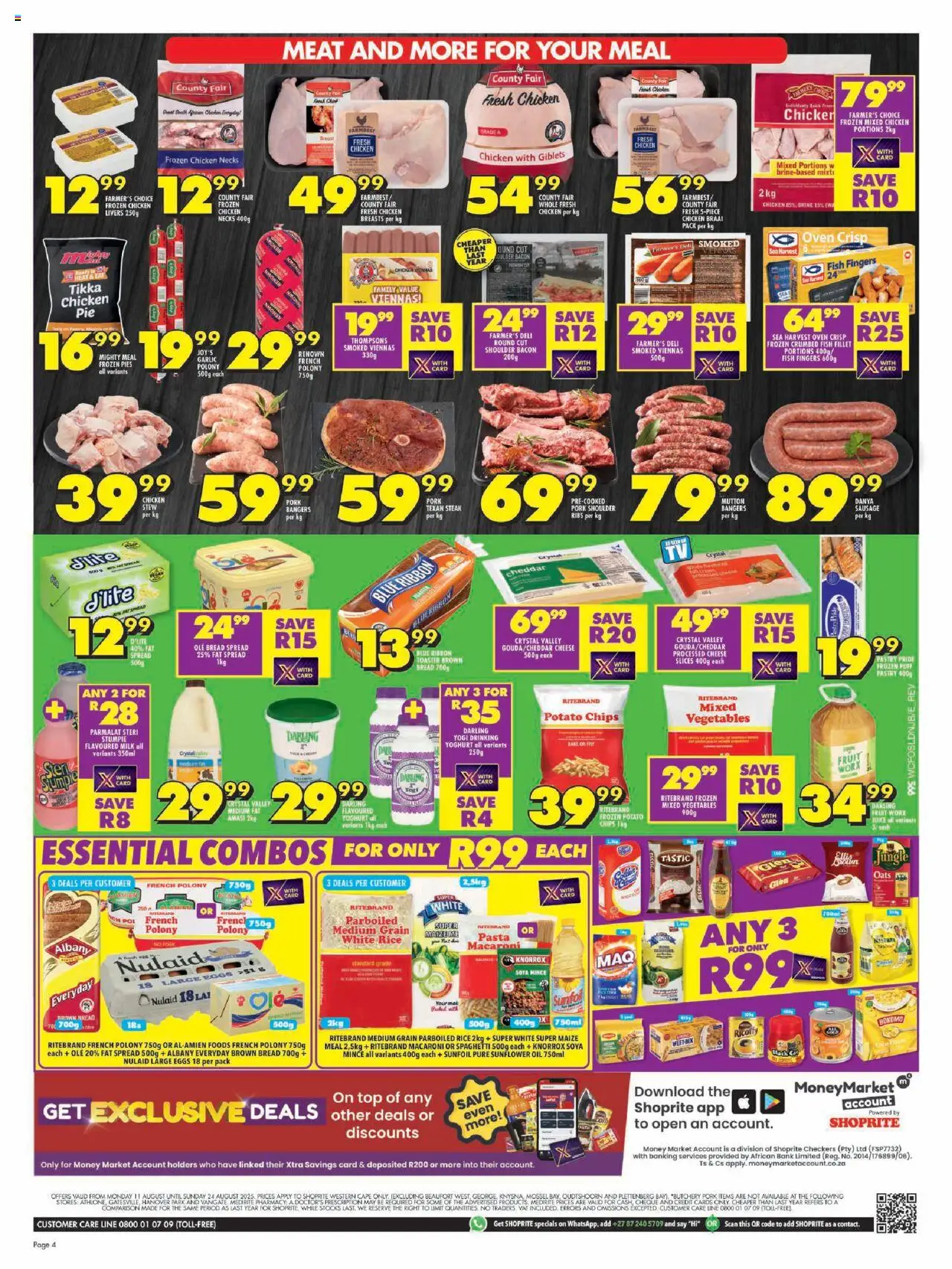 Shoprite Western Cape - Major Deals │ valid from 11.08.2025 | Page: 4 | Products: Eggs, Juice, Pork, Soya mince