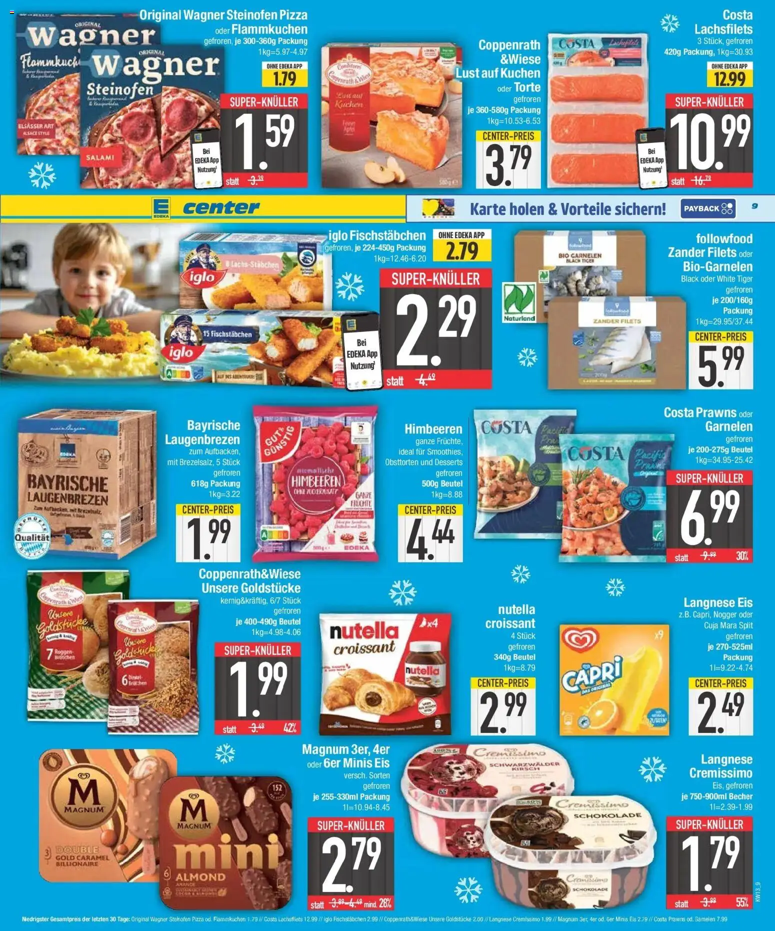 E center Prospekt München	 – gültig ab 23.03.2026 | Seite: 9 | Produkte: Langnese, Langnese cremissimo, Croissant, Brot