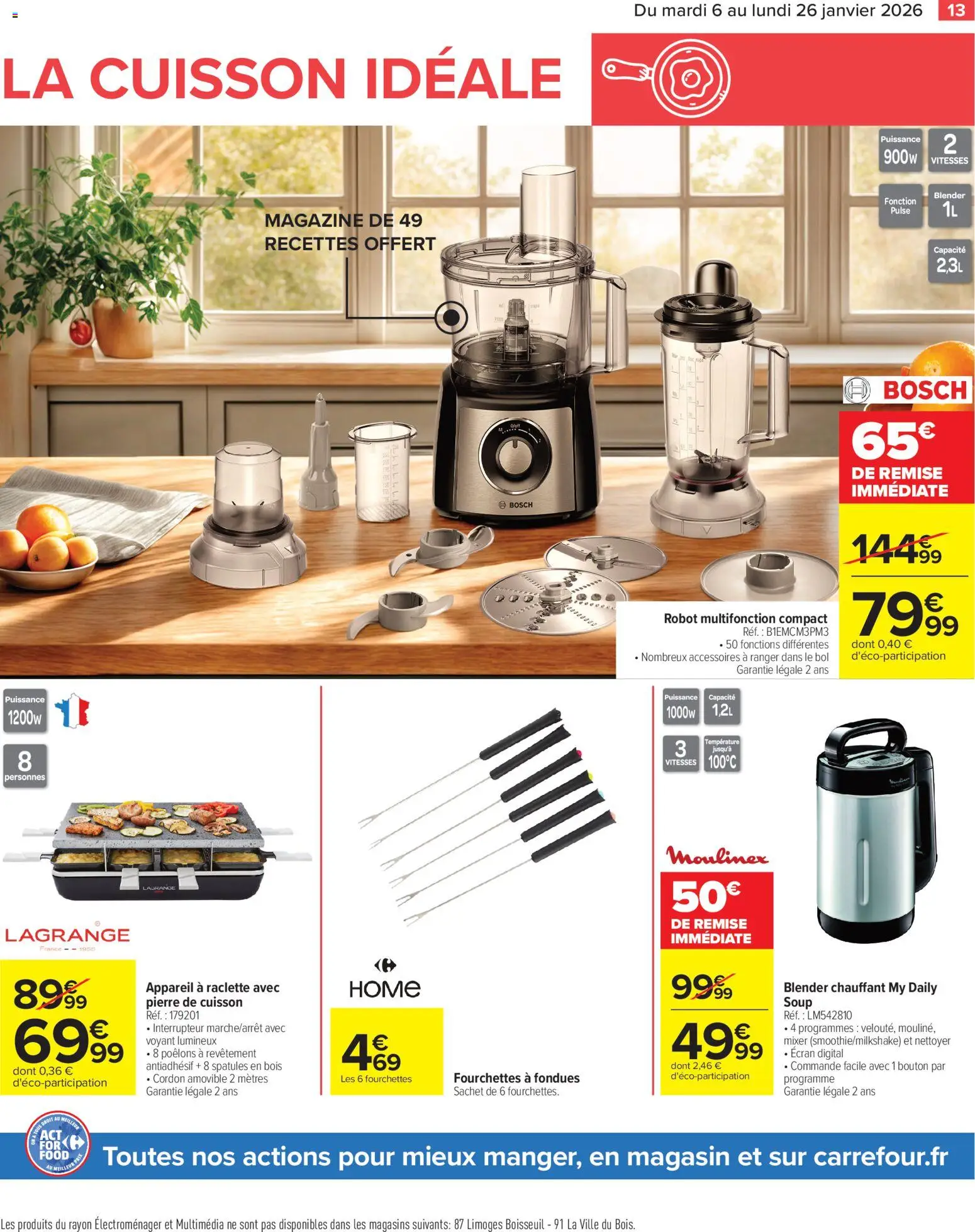 {H1} | Page: 13 | Produits: Fourchettes, Bol, Raclette, Blender chauffant