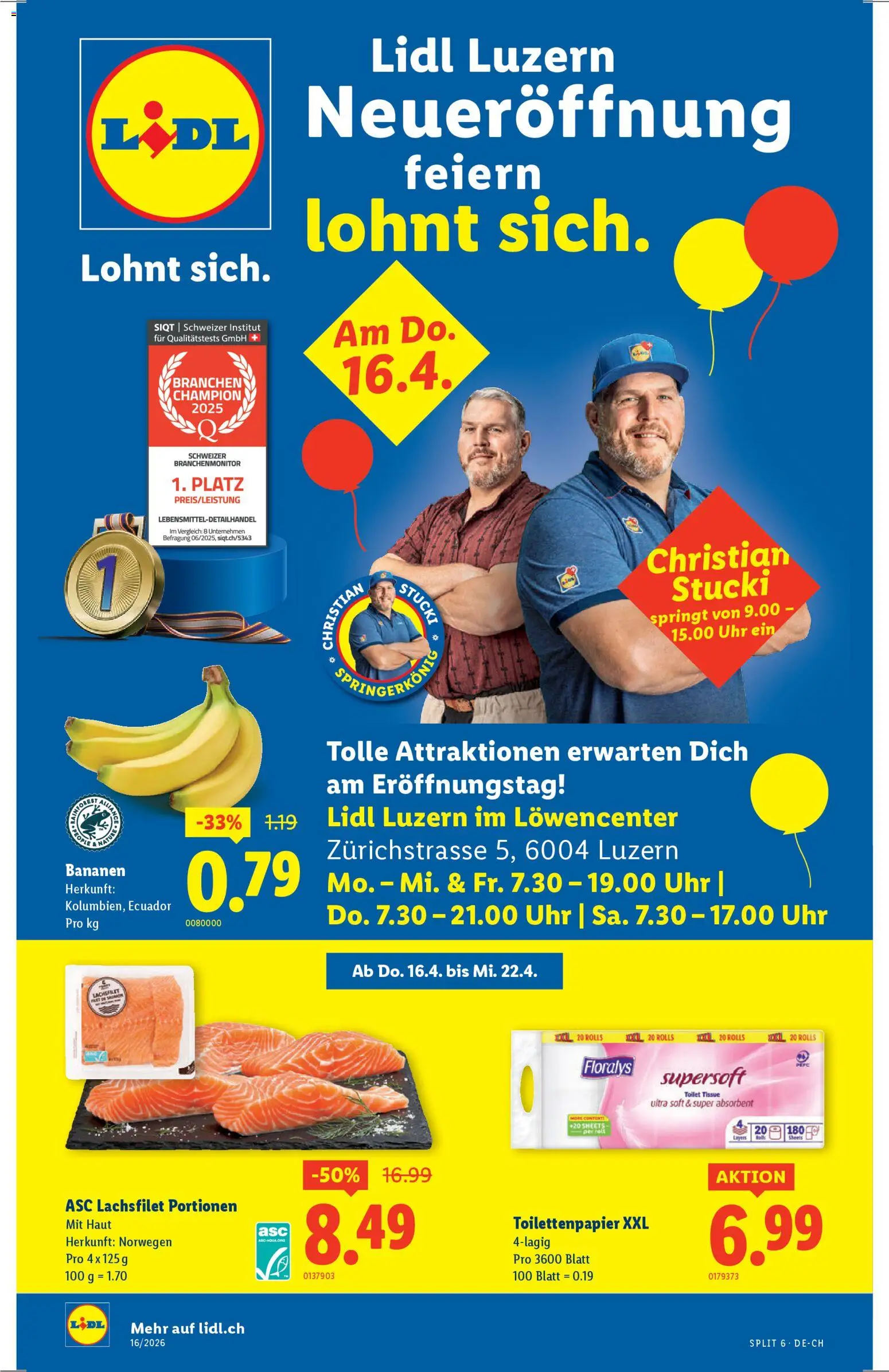 Lidl Aktionen Neueröffnung Luzern – gültig ab 16.04.2026 | Seite: 1