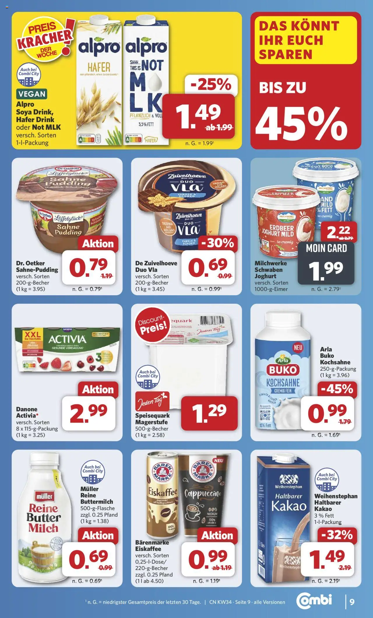 Combi Prospekt 	 - gültig ab dem 18.08.2025 | Seite: 10 | Produkte: Activia, Joghurt, Arla buko, Sahne