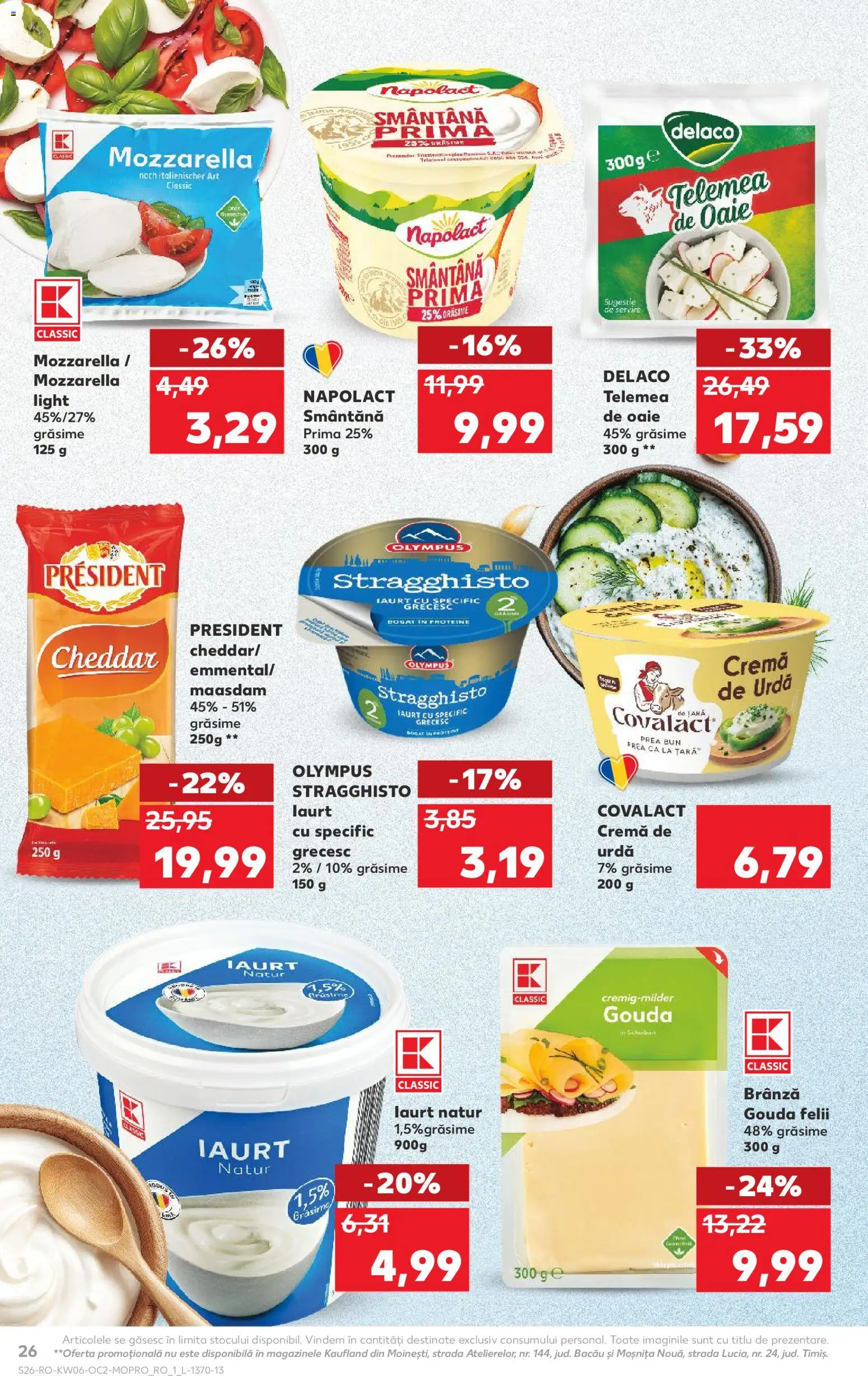 Noul catalog Kaufland – valabil de la 04.02.2026 | Pagină: 26 | Produse: Light Kedi Konservesi, Mozzarella, Brânză, Iaurt