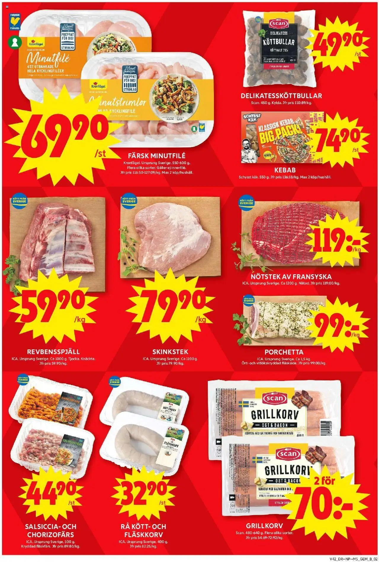 ICA Maxi reklamblad aktuell från 13.10.2025 | Sida: 2 | Produkter: Gem, Bacon, Grillkorv, Ost