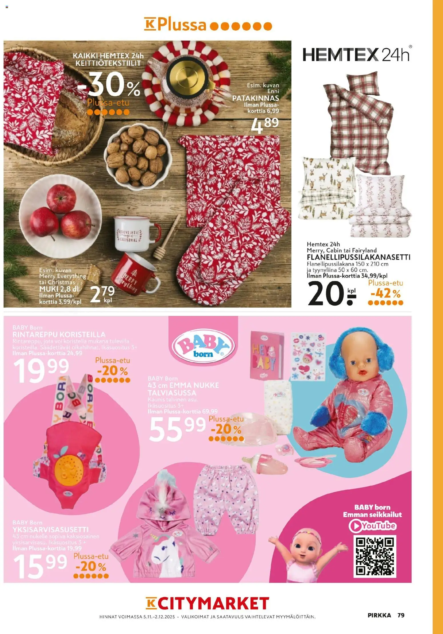 K-Citymarket - Pirkka – voimassa 05.11.2025 alkaen | Sivu: 78 | Tuotteet: Muki, Voi, Tyynyliina