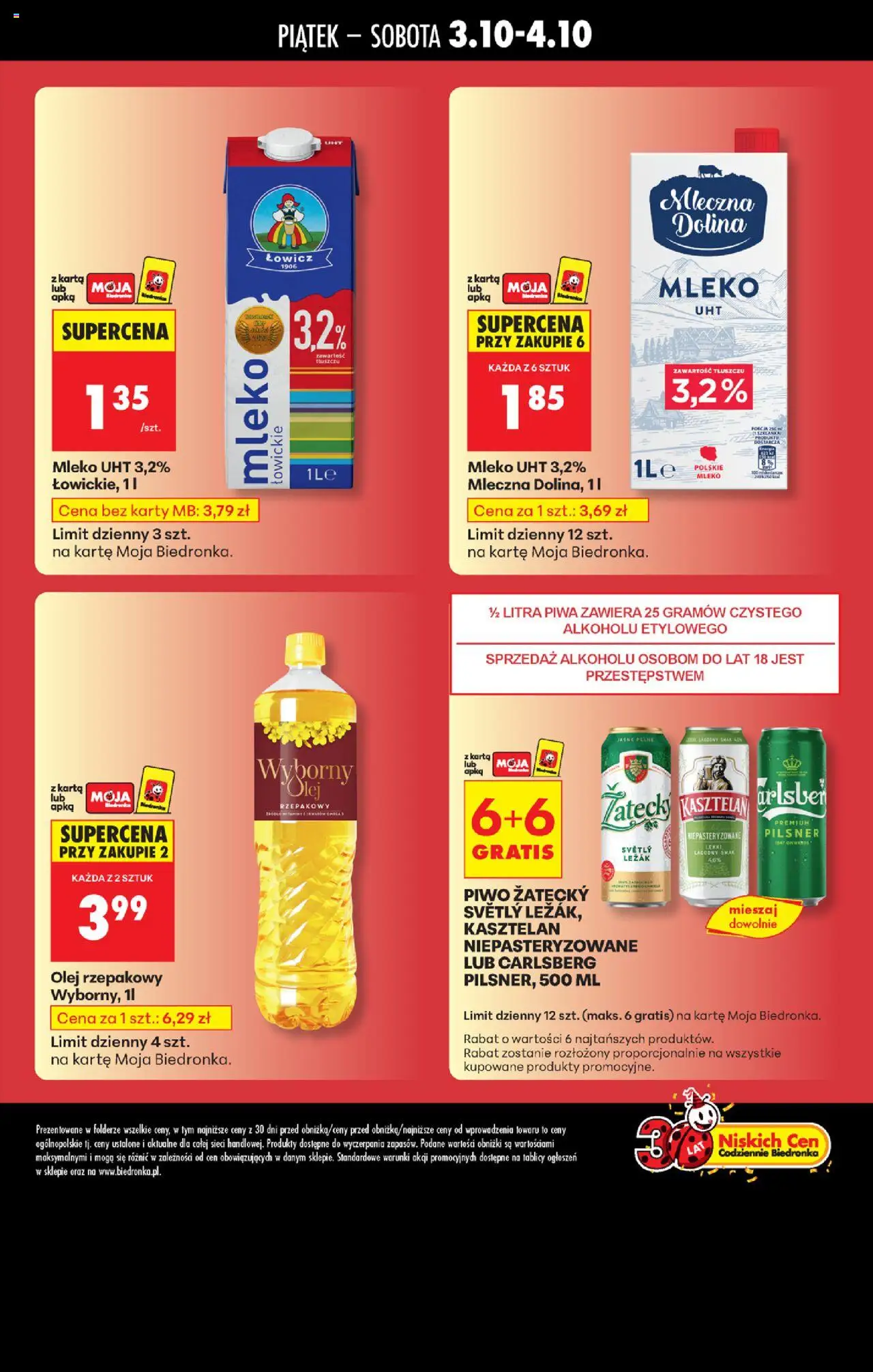 Biedronka gazetka - Tani weekend od 03.10.2025 | Strona: 2 | Produkty: Leżak, Mleko, Olej, Piwo