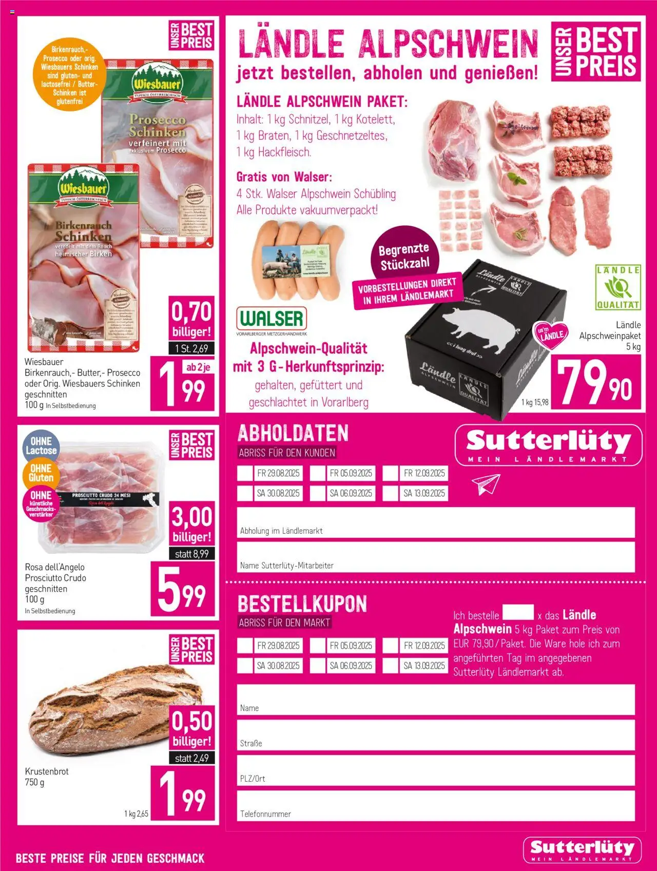 Sutterlüty Flugblatt gültig ab 07.08.2025 | Seite: 3 | Produkte: Butter, Schinken