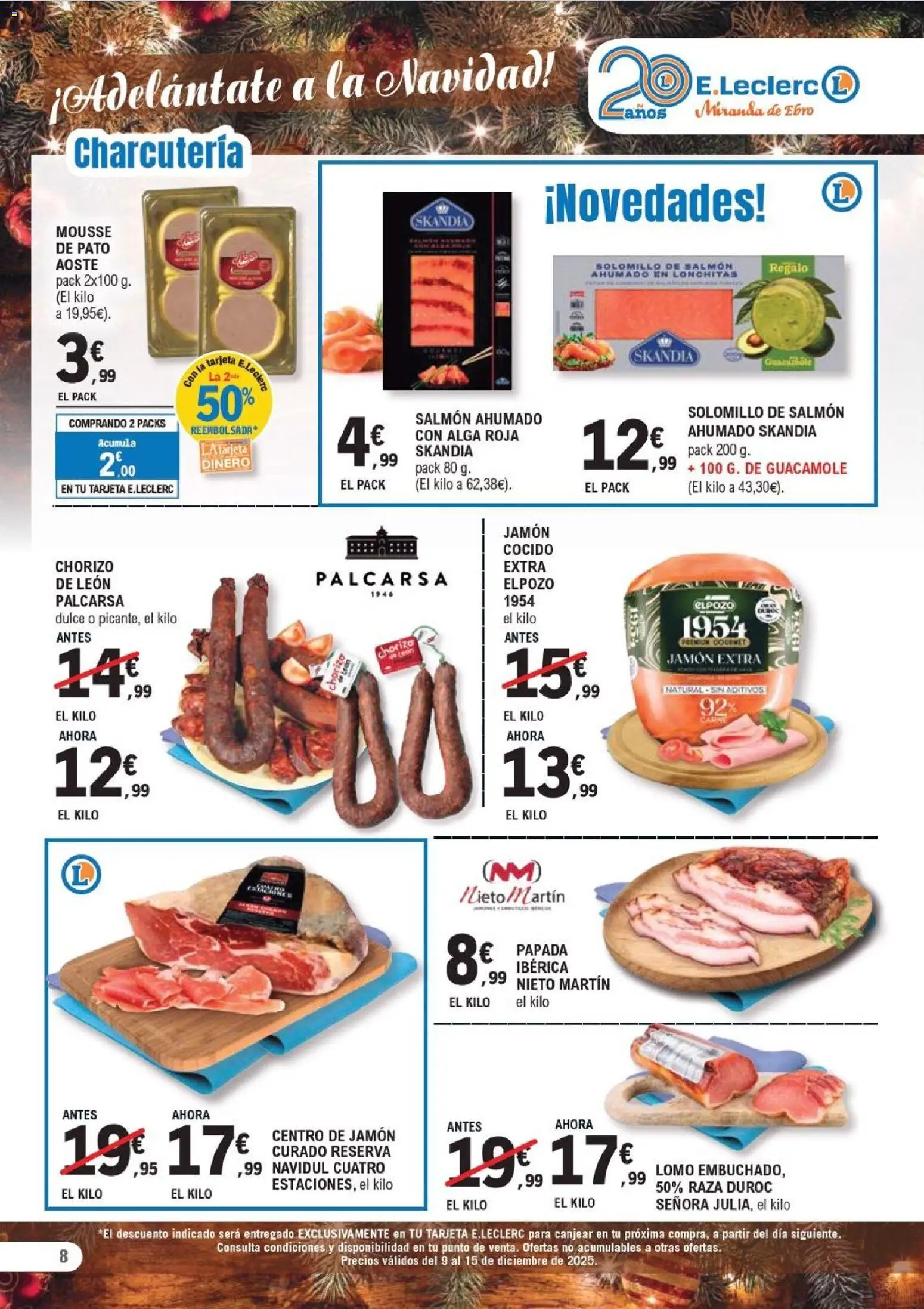E.Leclerc folleto │ válido desde el 09.12.2025 | Página: 8 | Productos: Mousse, Jamón, Jamón cocido, Guacamole