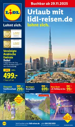 Lidl Reisen Prospekt 	 ab 28.11.2025 gültig
