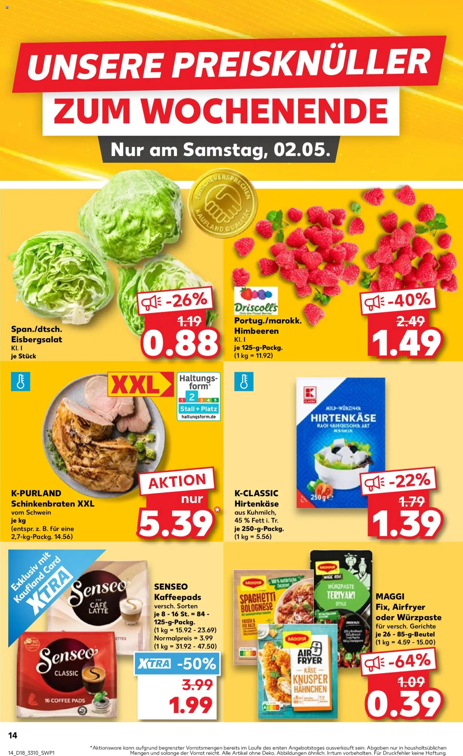 Kaufland Prospekt Leipzig	 – gültig ab 30.04.2026 | Seite: 14 | Produkte: Senseo, Kaffeepads, Feta, Eisbergsalat