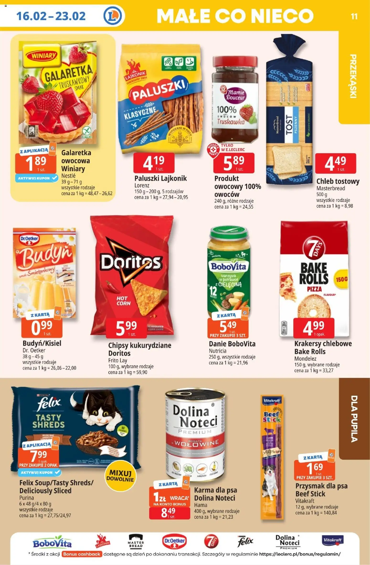 E.Leclerc Gazetka - Zielona Góra od 16.02.2026 | Strona: 11 | Produkty: Karta, Chipsy kukurydziane, Galaretka, Pizza