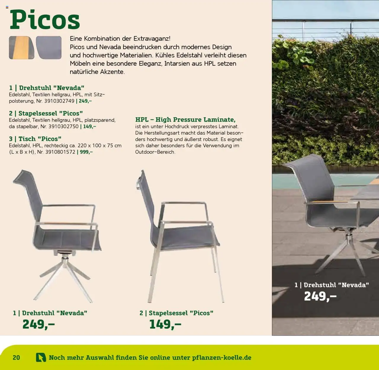 Pflanzen-Kölle Gartenmöbel Katalog 2025 – gültig ab 22.01.2025 | Seite: 20 | Produkte: Tisch