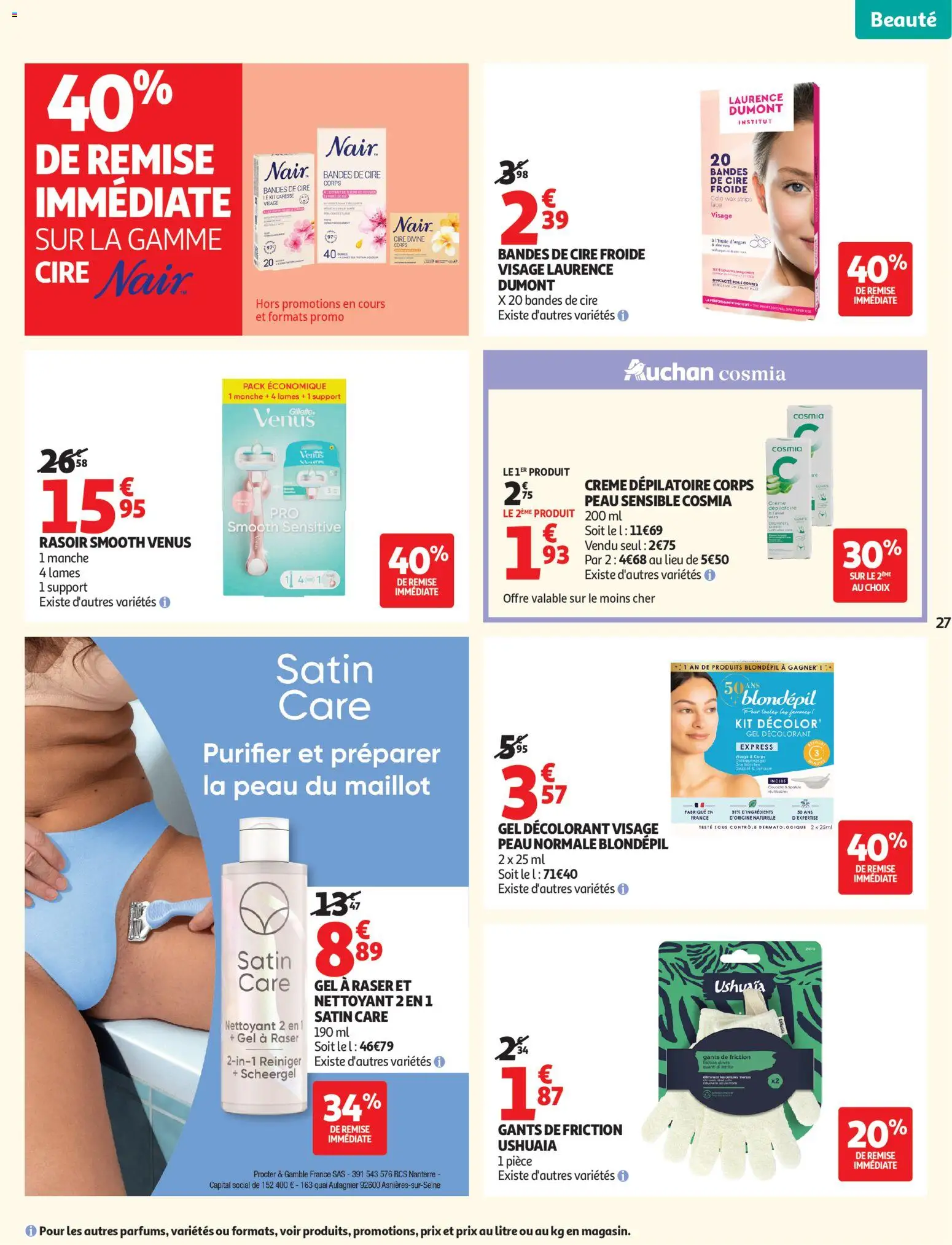 {H1} | Page: 27 | Produits: Cire, Crème dépilatoire, Thé, Gants