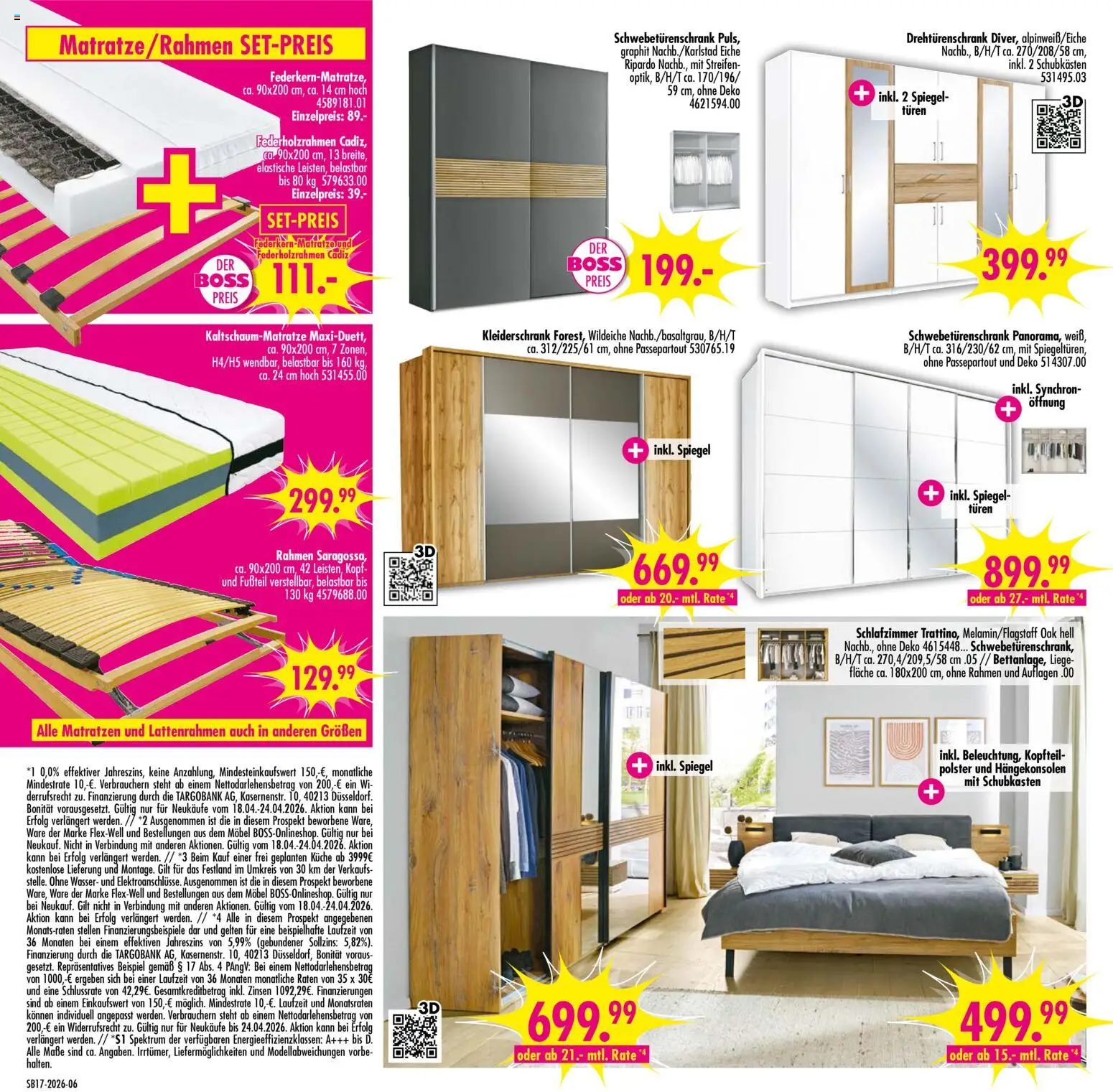 SB Möbel Boss Prospekt Weißenfels/Borau – gültig ab 18.04.2026 | Seite: 6 | Produkte: Kleiderschrank, Schwebetürenschrank, Spiegel, Wasser